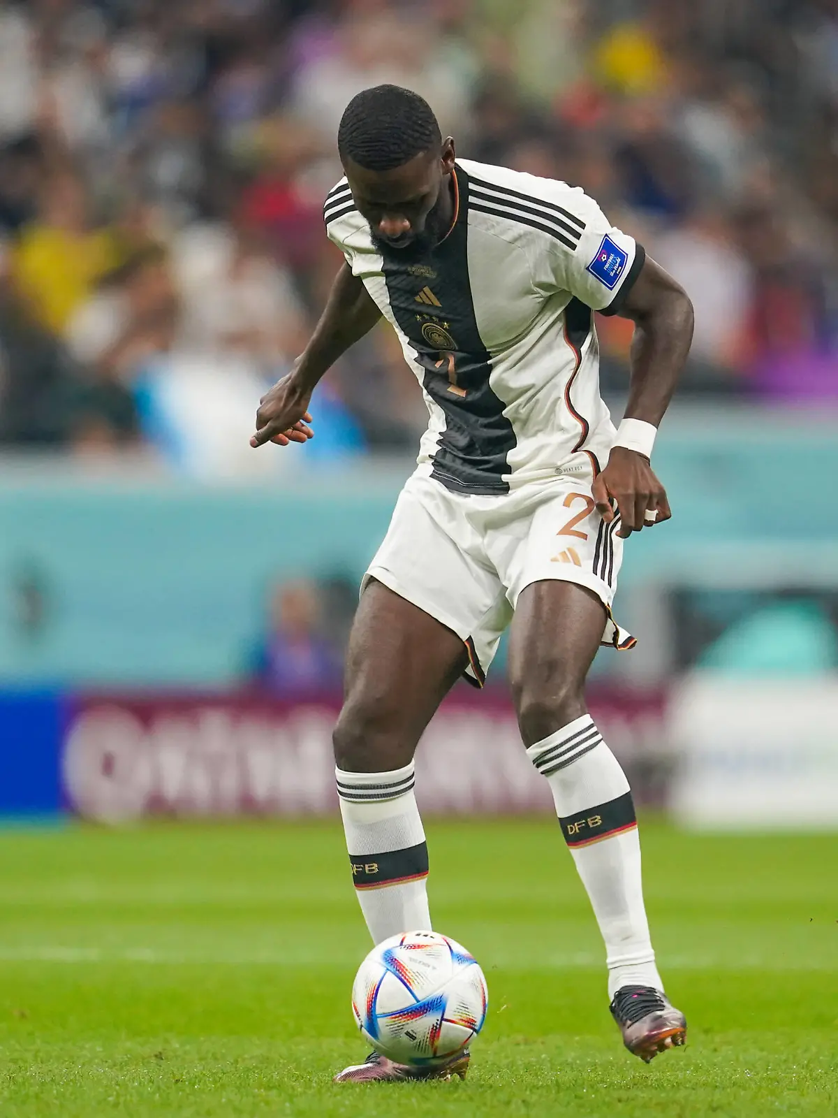  December 1, 2022, Doha, Al Khor, Qatar, Qatar: AL KHOR, QATAR - DECEMBER 1: Player of Germany Antonio Rudiger controls the ball during the FIFA World Cup, WM, Weltmeisterschaft, Fussball Qatar 2022 group E match between Costa Rica and Germany at Al Bayt Stadium on December 1, 2022 in Doha, Qatar. Doha Qatar - ZUMAp175 20221201_zsa_p175_073 Copyright: xFlorenciaxTanxJunx