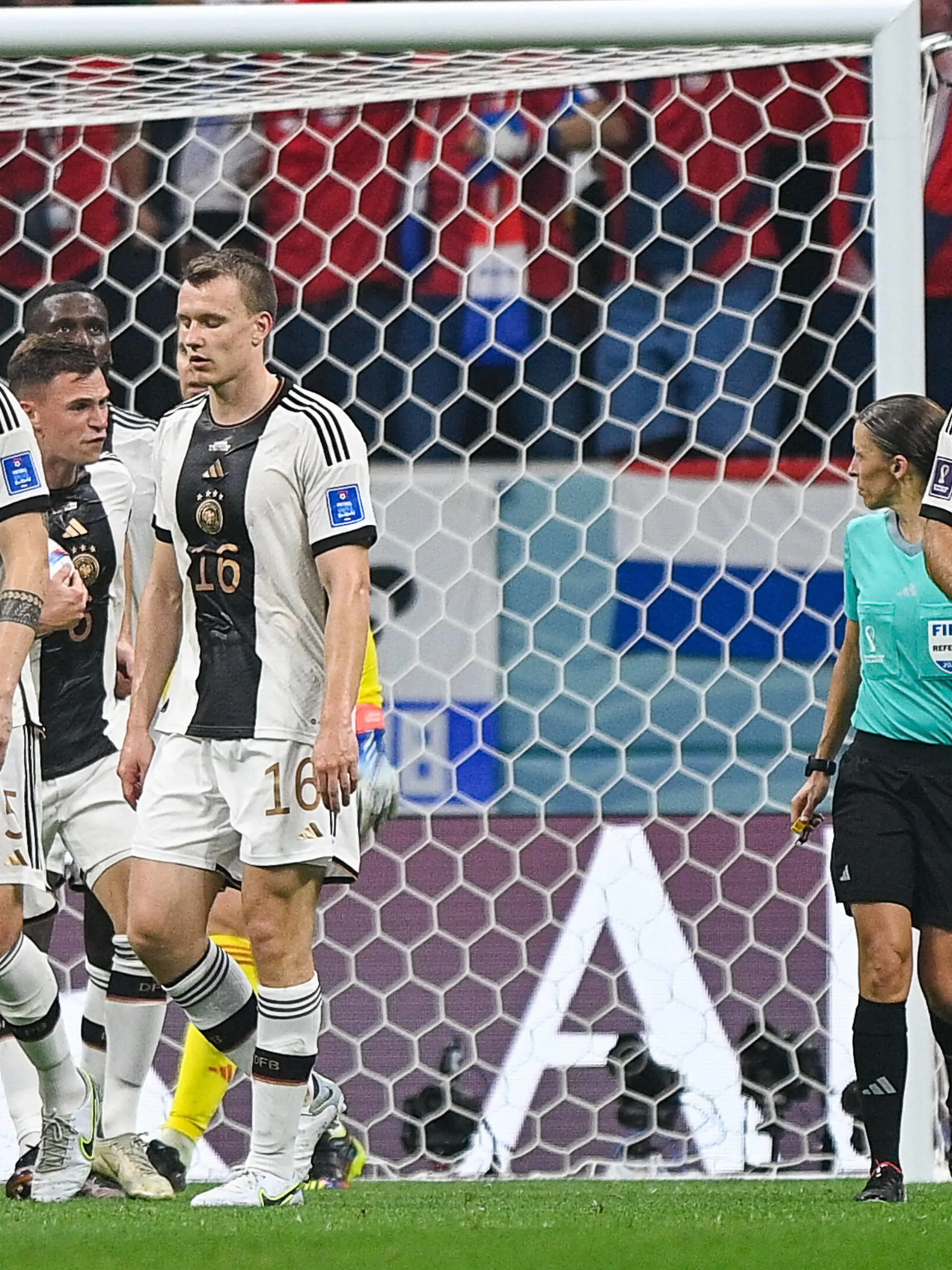  AL KHOR, QATAR - DECEMBER 1: Niklas Suele of Germany, Joshua Kimmich of Germany, Lukas Klostermann of Germany and Niclas Fullkrug of Germany looks dejected after conceding their sides second goal during the Group E - FIFA World Cup, WM, Weltmeisterschaft, Fussball Qatar 2022 match between Costa Rica and Germany at the Al Bayt Stadium on December 1, 2022 in Al Khor, Qatar PUBLICATIONxINxGERxSUIxONLY Copyright: xEibner-PressefotoxInternational/PabloxMoranox EP_BSR 221201_EP_GER_BSR0112