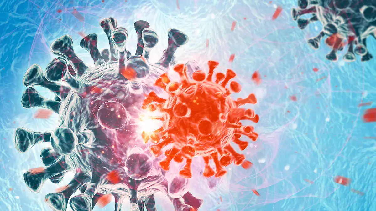 05 April 2022: Mutation of corona virus or influenza virus microbe of a new mutation variant - coronavirus Covid-19 mutant, gene modification of a pathogen 3D-ILLUSTRATION *** Mutation von Corona Virus oder Influenza Virus Mikrobe einer neuen Mutations Variante - Coronavirus Covid-19 Mutante, Genveränderung eines Krankheitserregers 3D-ILLUSTRATION