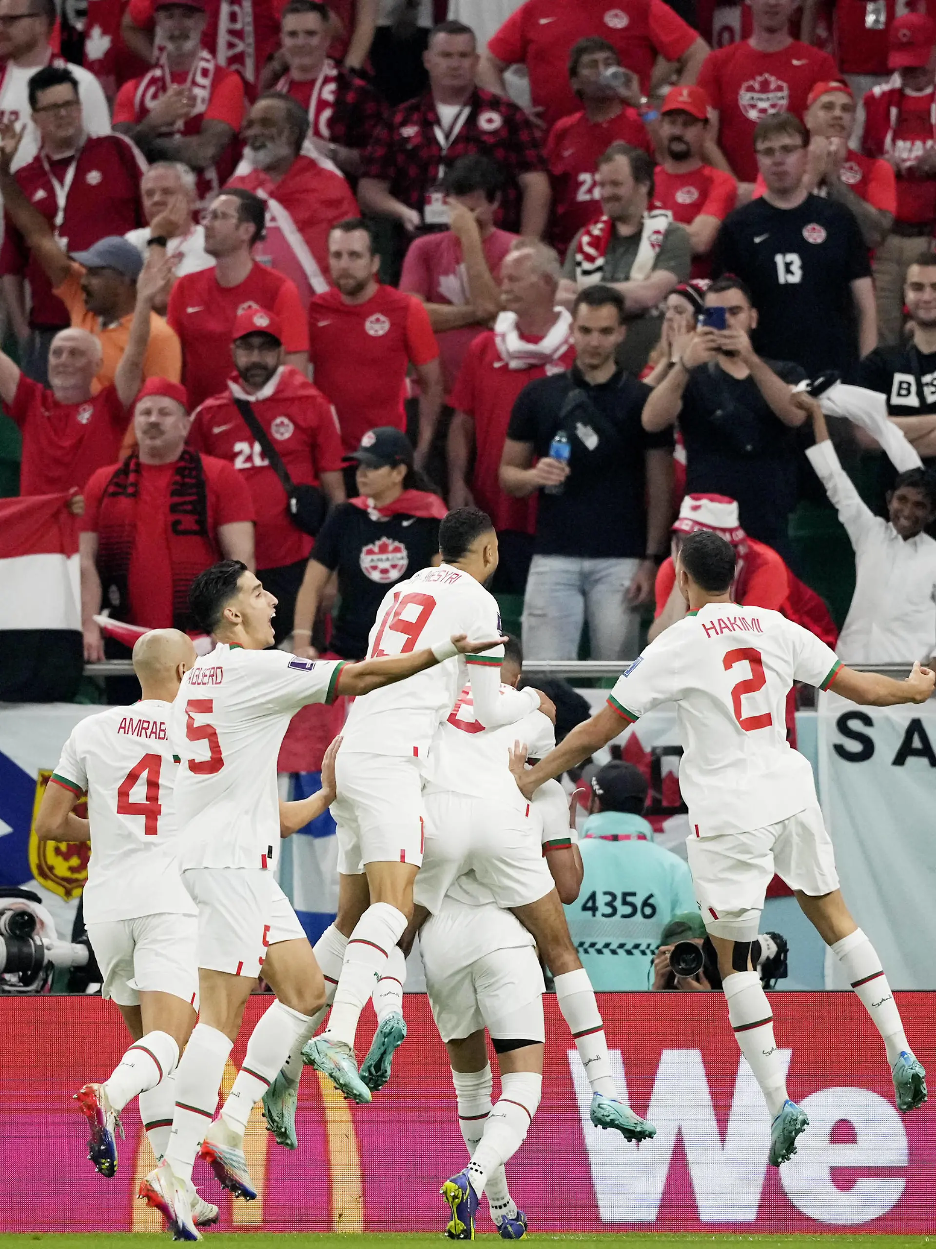 Mandatory Credit: Photo by Dave Shopland/Shutterstock 13640369y Hakim Ziyech of Morocco celebrates scoring the opening goal. Canada v Morocco, FIFA World Cup, WM, Weltmeisterschaft, Fussball 2022, Group F, Football, Al Thumama Stadium, Doha, Qatar - 01 Dec 2022 Editorial Use Only Canada v Morocco, FIFA World Cup 2022, Group F, Football, Al Thumama Stadium, Doha, Qatar - 01 Dec 2022 Editorial Use Only PUBLICATIONxINxGERxSUIxAUTxHUNxGRExMLTxCYPxROUxBULxUAExKSAxONLY Copyright: xDavexShopland/Shutterstockx 13640369y