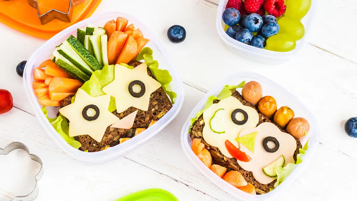 School lunch box for kids. Top view