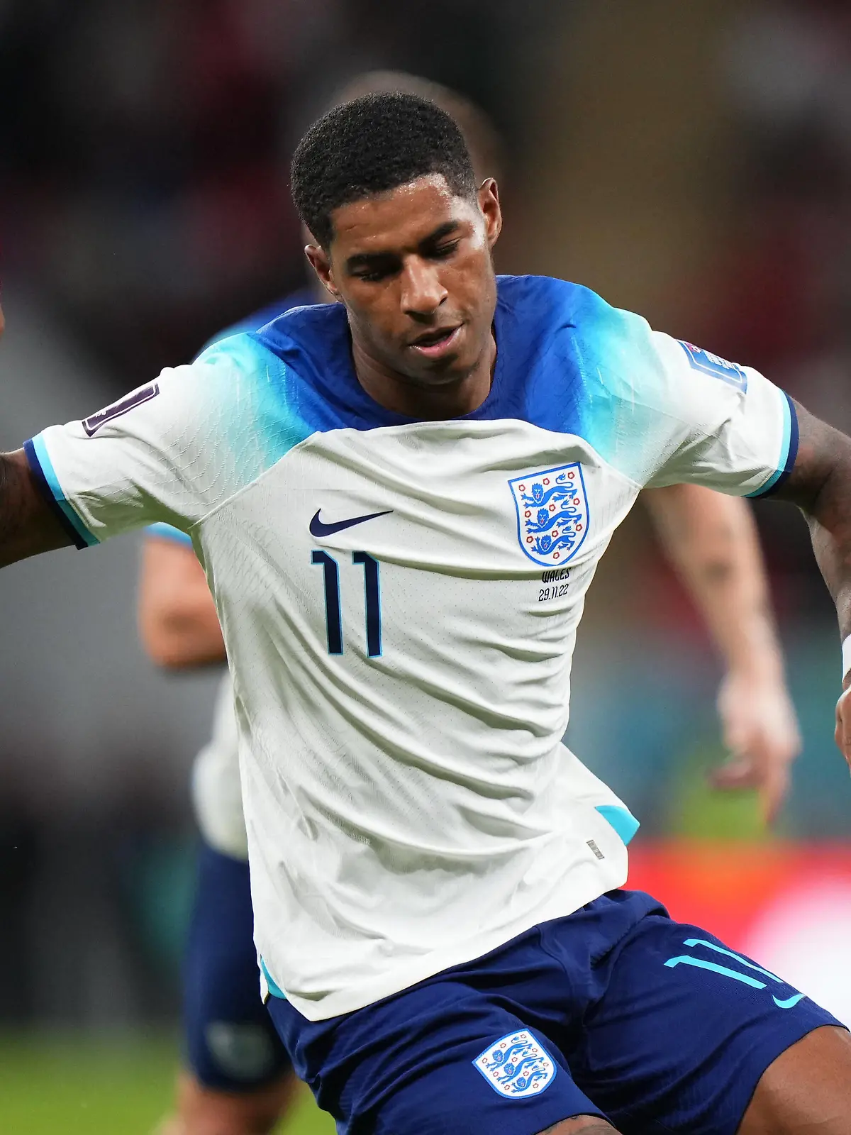  QAT: Wales and England. FIFA World Cup, WM, Weltmeisterschaft, Fussball Qatar 2022 Marcus Rashford of England celebrates his goal during the FIFA World Cup Qatar 2022 match, Group B, between Wales and England played at Ahmad Bin Ali Stadium on Nov 29, 2022 in Rayan, Qatar. Rayan Rayan Qatar PUBLICATIONxINxDZAxARGxAUTxBHRxBRAxCANxCHLxCHNxCOLxECUxEGYxGRCxINDxIRNxIRQxISRxJORxKWTxLBNxLBYxMLTxMEXxMARxOMNxPERxQATxSAUxSUIxSYRxTUNxTURxUAExUKxVENxYEMxONLY Copyright: xSipaxUSAx Editorial use only