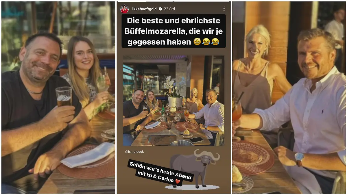 Ikke Hüftgold war mit seiner Freundin Nina sowie Isa Glück und ihrem Mann essen
