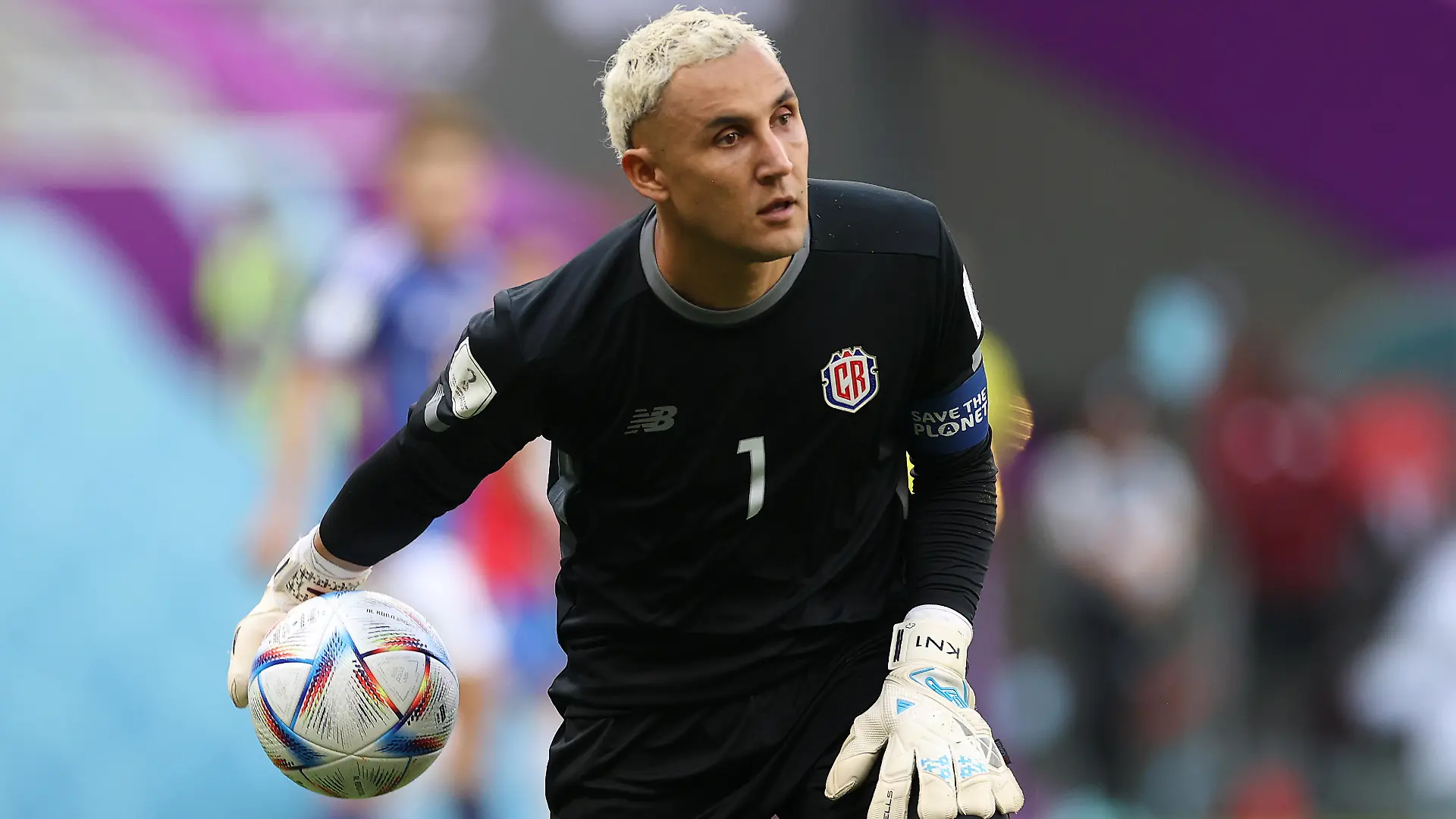 DOHA, QATAR - NOVEMBER 27: Keylor Navas of Costa Rica during the FIFA World Cup Qatar 2022 Group E match between Japan and Costa Rica at Ahmad Bin Ali Stadium on November 27, 2022 in Doha, Qatar. (Photo by Michael Steele/Getty Images)