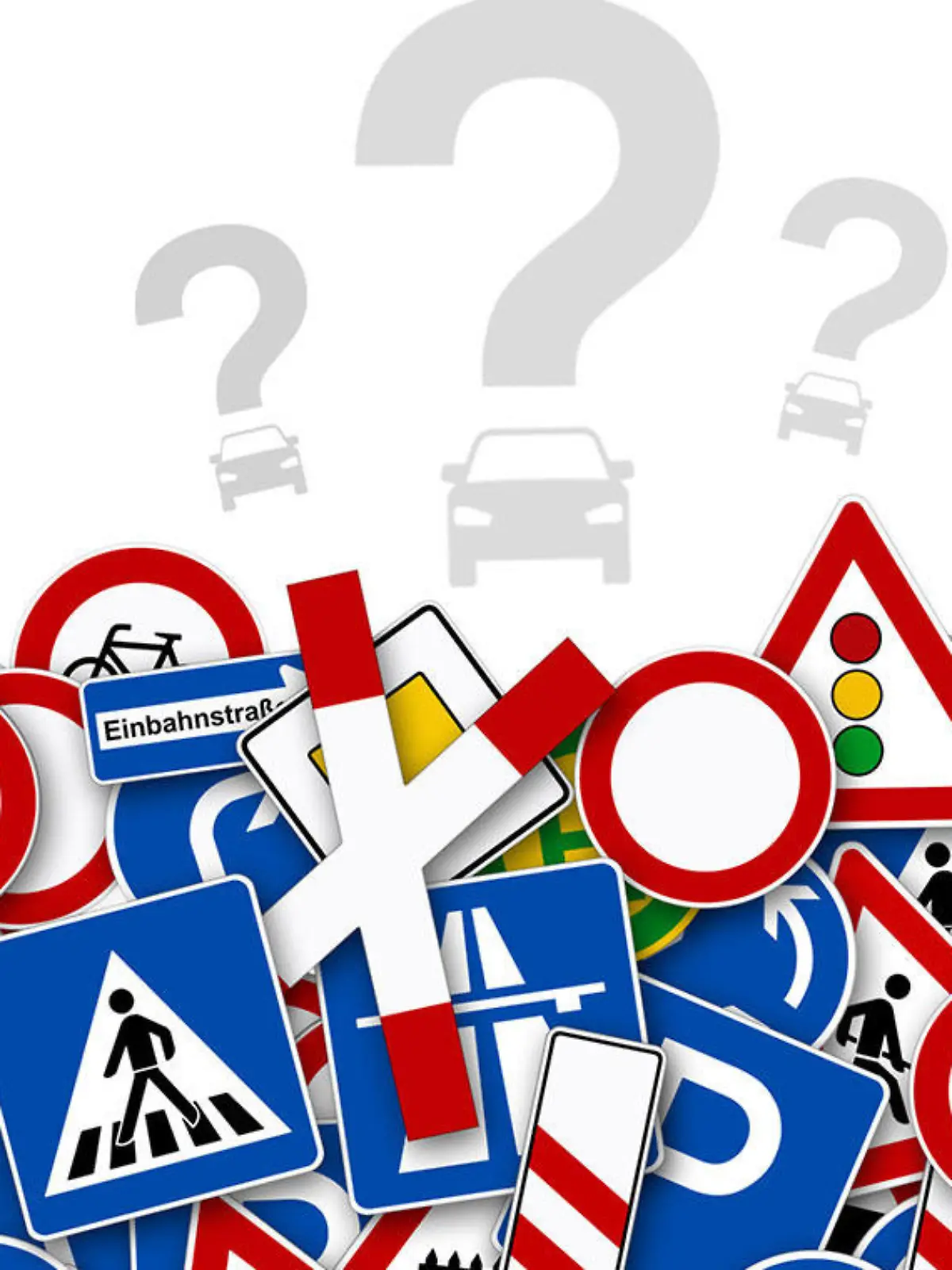 Führerschein-Test: Collage aus Verkehrsschildern