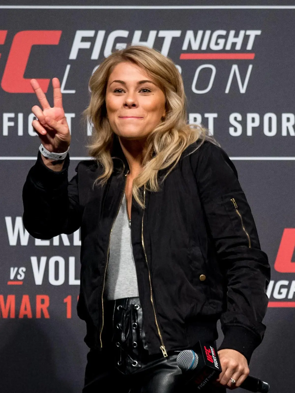 Paige VanZant during the Q&A after the UFC Fight Night 127 London Weigh In s at the O2, London, England on 16 March 2018. PUBLICATIONxNOTxINxUK Copyright: xAndyxRowlandx PMI-1890-0008  