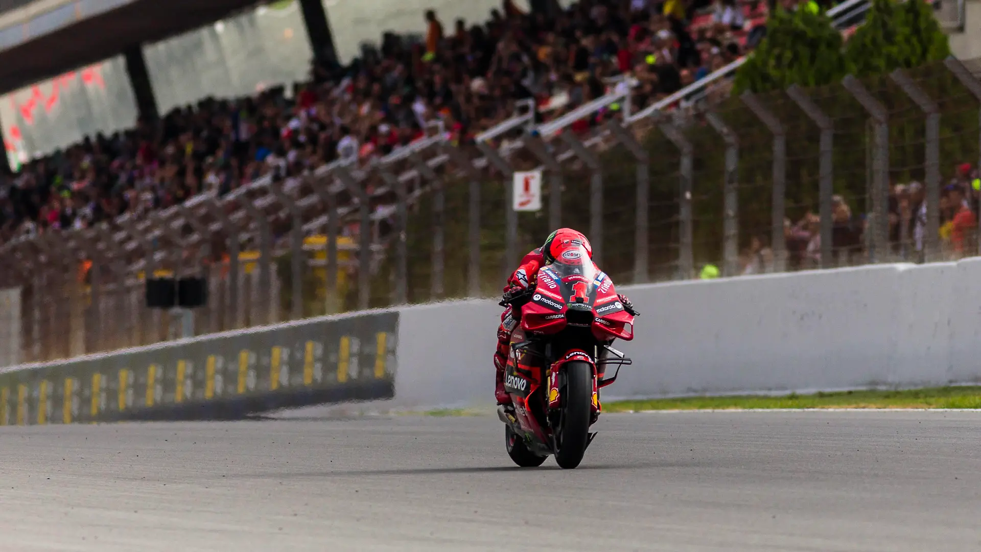 3rd September 2023 Circuit de Barcelona, Barcelona, Catalonia, Spain 2023 MotoGP of Catalunya Race Day Francesco Bagnaia of the Ducati Lenovo Team pre-race warm up during the Gran Premi Monster Energy de Catalunya PUBLICATIONxNOTxINxUK ActionPlus12550311 PabloxGuillen