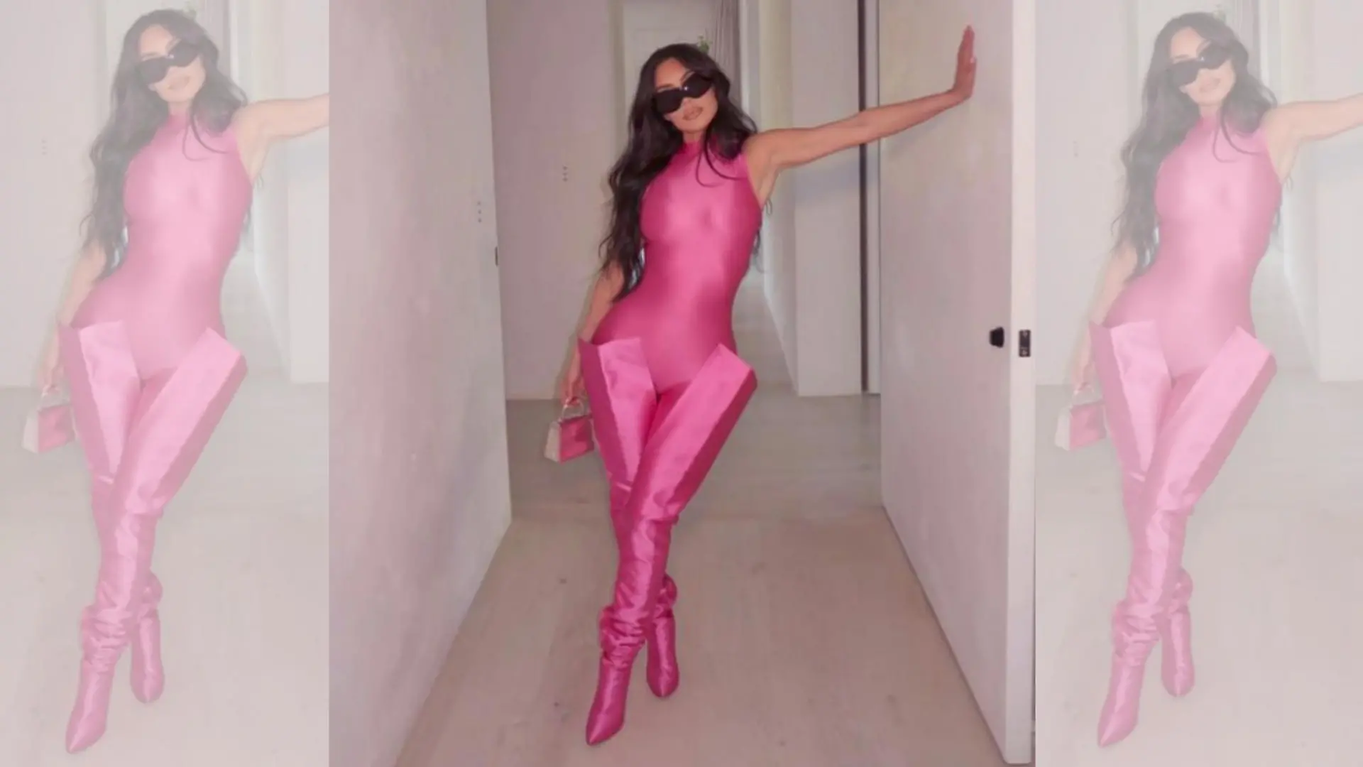 Kim Kardashian als Pink Power Ranger Mitte April.