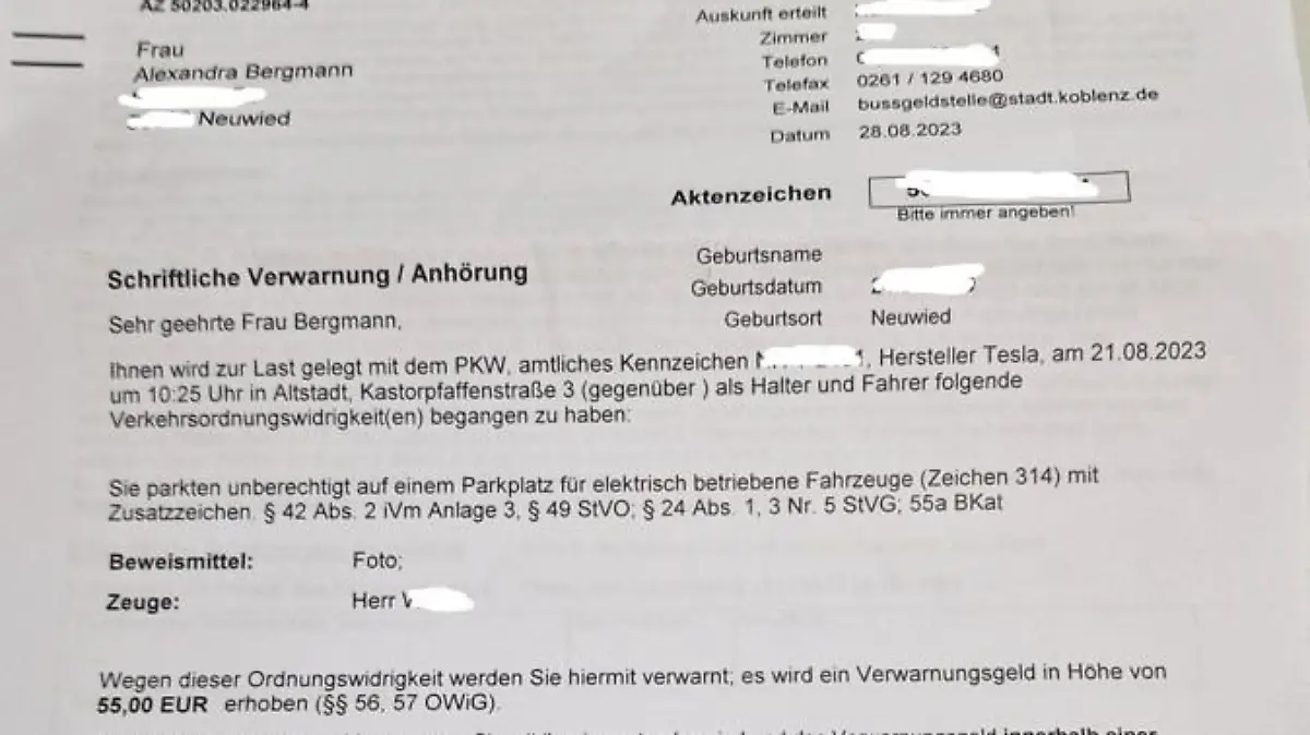Knöllchen der Stadt Koblenz