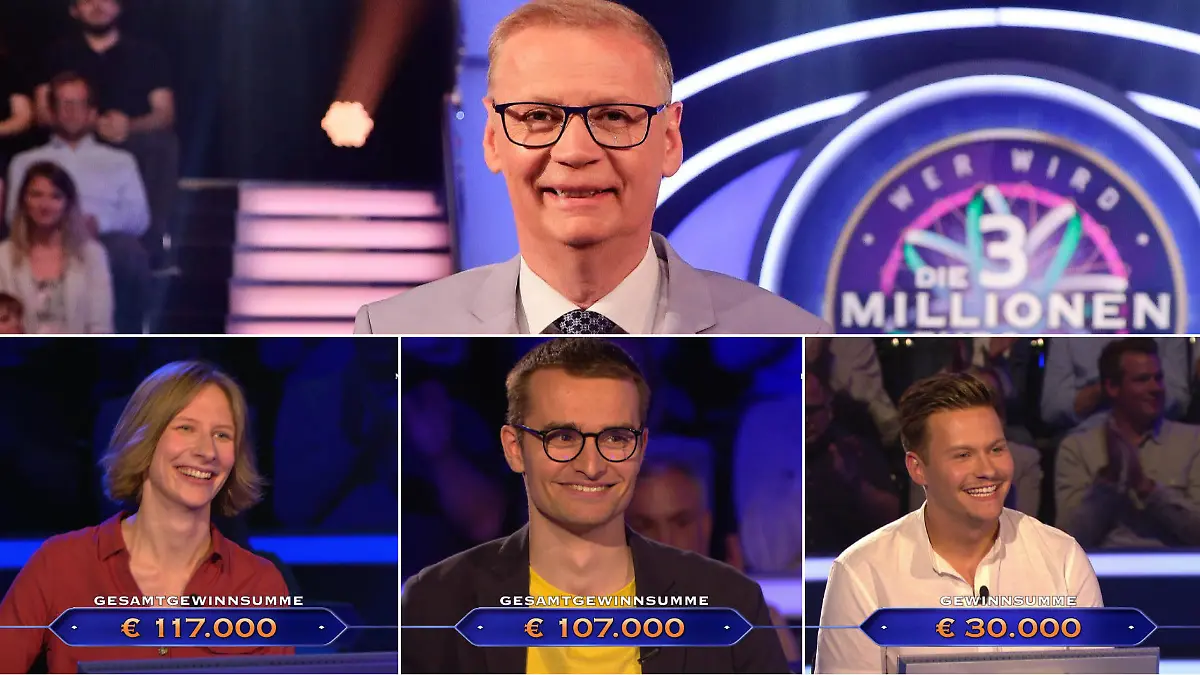 Drei Kandidaten zocken in der vierten "3 Millionen Euro Woche" von WWM bei Günther Jauch um den Hauptgewinn