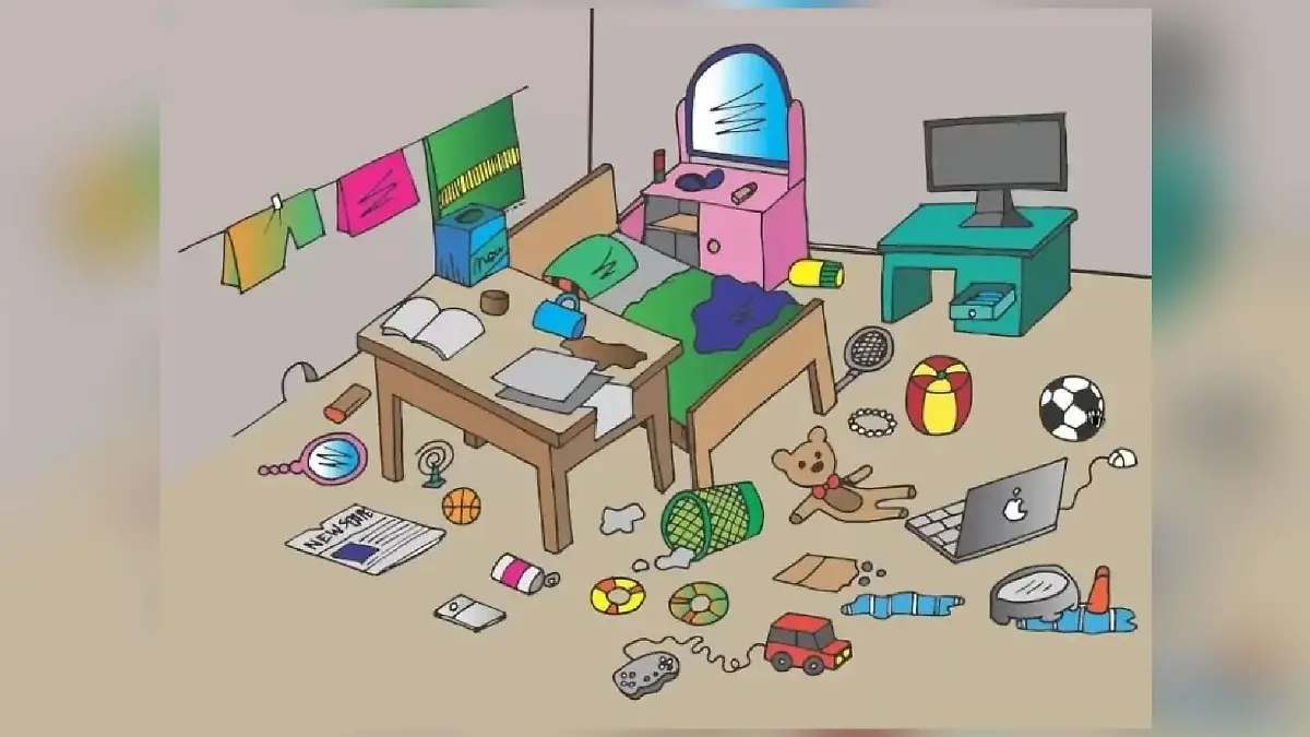 Suchbild mit chaotischem Kinderzimmer