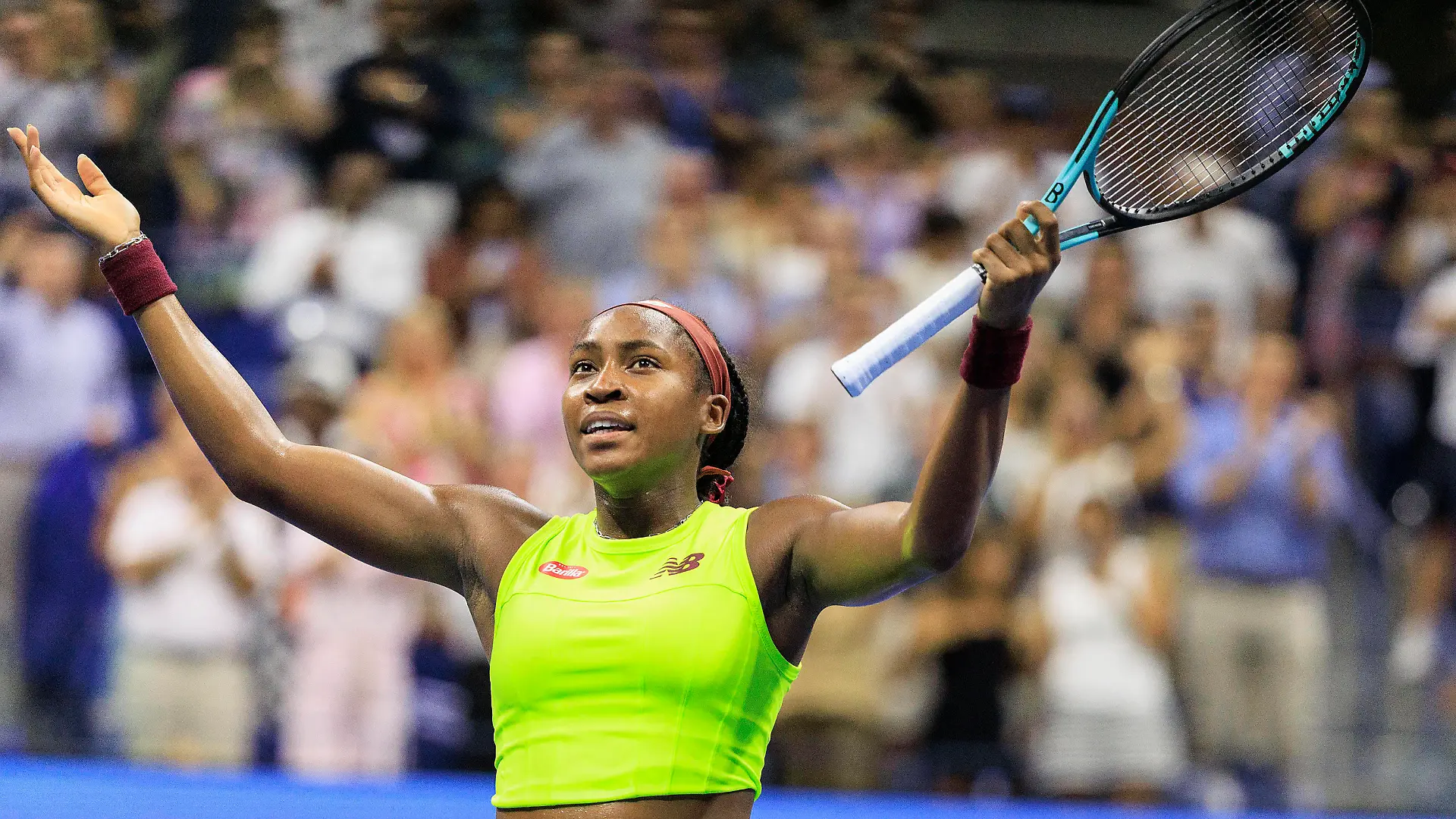 September 7, 2023, Flushing Meadows, New York, USA: Coco Gauff celebrates her win against Karolina Muchova on Day 11 of the 2023 US Open WomenÃââ s Semifinal match held at the USTA Billie Jean King National Tennis Center on Thursday September 7, 2023 in the Flushing neighborhood of the Queens borough of New York City. Gauff defeats Muchova by a score of 6-4, 7-5. JAVIER ROJAS/PI Flushing Meadows USA - ZUMAp124 20230907_zaa_p124_038 Copyright: xJavierxRojasx