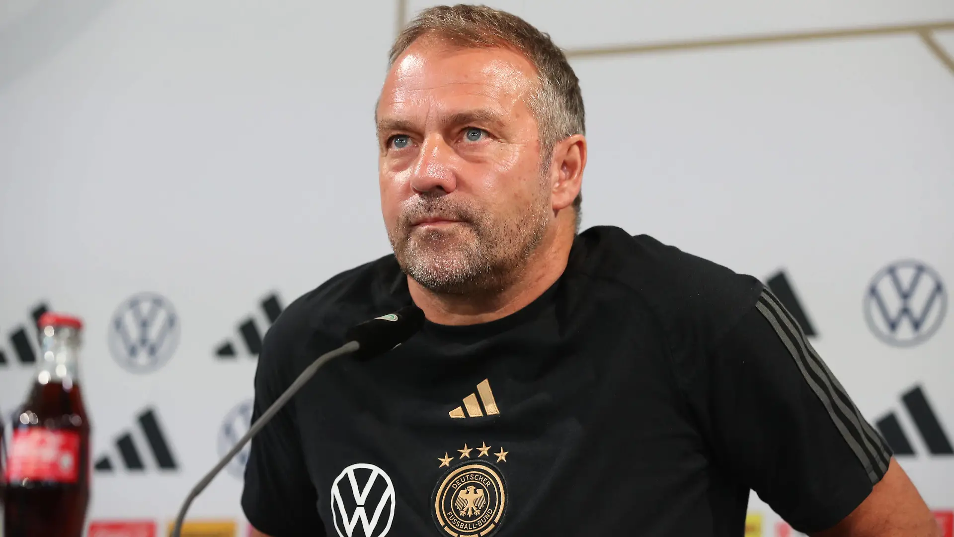 08.09.2023, xtgx, Fussball Laenderspiel , Deutschland - Pressekonferenz emspor, v.l. Hans Dieter Hansi Flick Deutschland, Trainer DFL/DFB REGULATIONS PROHIBIT ANY USE OF PHOTOGRAPHS as IMAGE SEQUENCES and/or QUASI-VIDEO Wolfsburg *** 08 09 2023, xtgx, football Laenderspiel , Germany press conference emspor, v l Hans Dieter Hansi Flick Germany, coach DFL DFB REGULATES PROHIBIT ANY USE OF PHOTOGRAPHS as IMAGE SEQUENCES and or QUASI VIDEO Wolfsburg