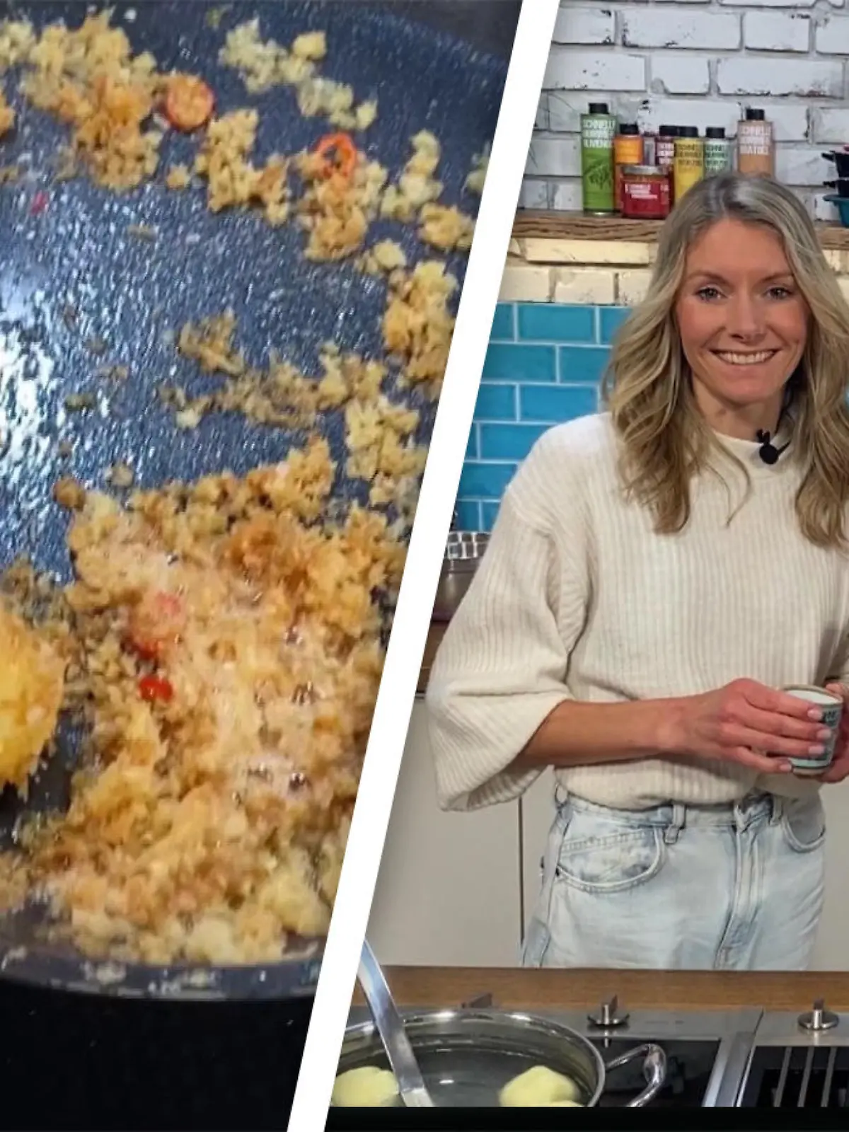Mit wenig Aufwand entsteht die perfekte selbstgemachte Beilage fürs Weihnachtsmenü: Lockere Kartoffel-Quark-Klöße mit knusprigen Bröseln. Im Video zeigen Profikoch Steffen Henssler und seine Schwester Julia, wie's geht!