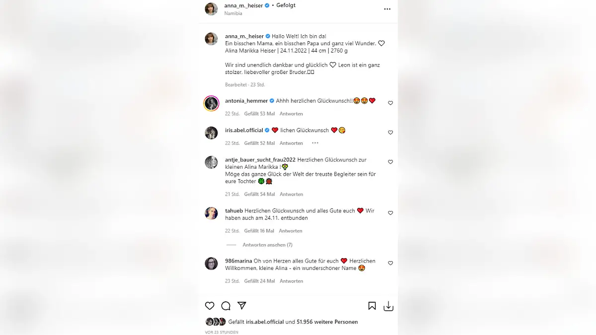 Als "Bauer sucht Frau"-Star Anna Heiser die Geburt ihres zweiten Kindes verkündet, regnet es Glückwünsche und Herz-Emojis.