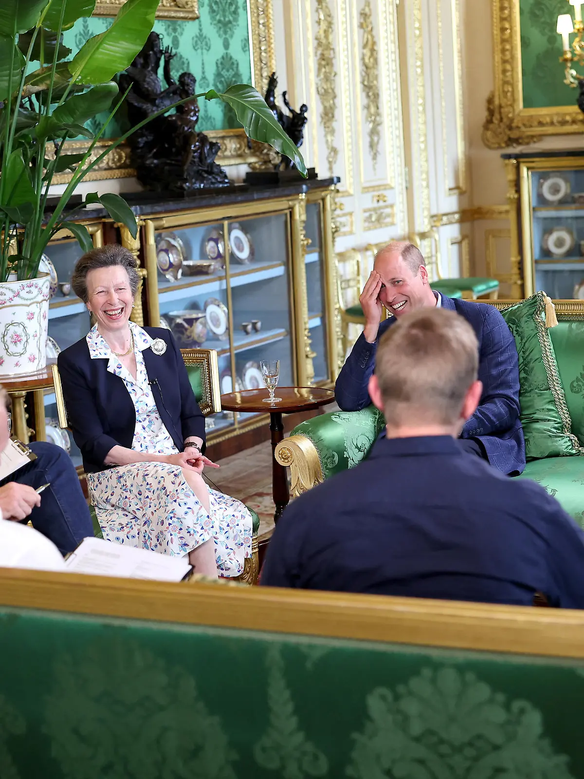 Mike Tindall, Princess Anne, Princess Royal, Prince William, Prince of Wales and Catherine, Princess of Wales attend the recording of a special episode of The Good, The Bad and The Rugby podcast, in the Green Drawing Room at Windsor Castle, in Windsor, England, September 6, 2023. Chris Jackson/Pool via REUTERS