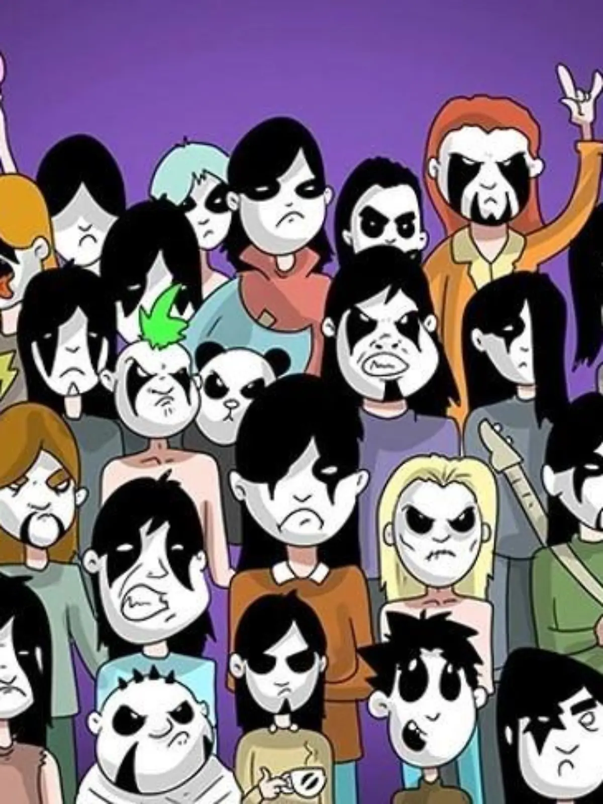 Zwischen den Metal-Fans versteckt sich ein Panda. Entdecken Sie ihn in unter zehn Sekunden?