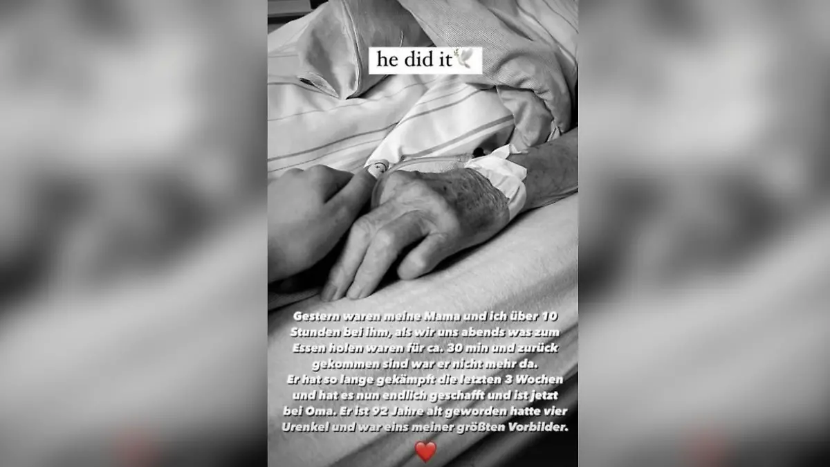 Antonia Hemmer verabschiedet sich mit einer rührenden Instagram-Story von ihrem Großvater.