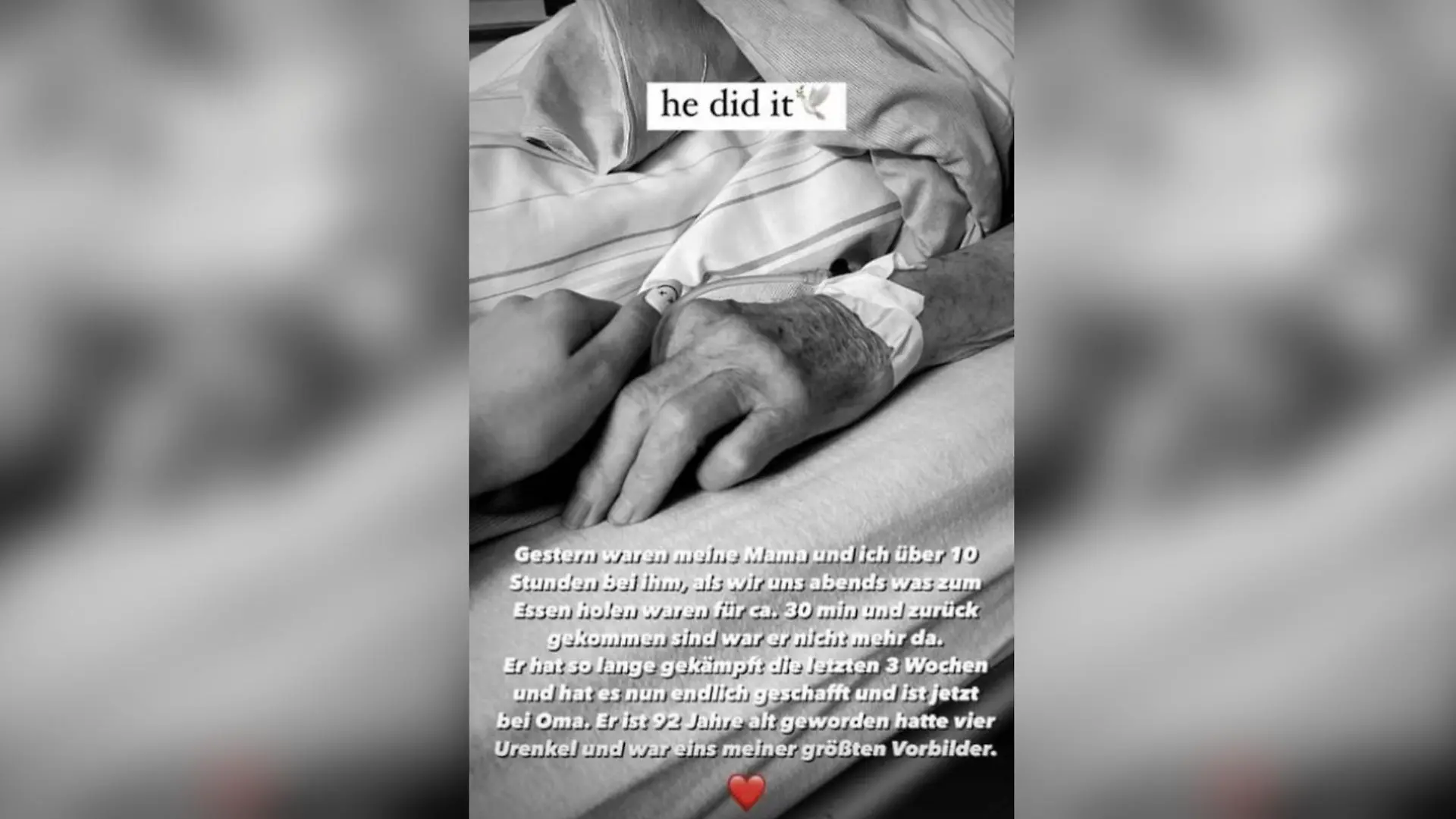 Antonia Hemmer verabschiedet sich mit einer rührenden Instagram-Story von ihrem Großvater.