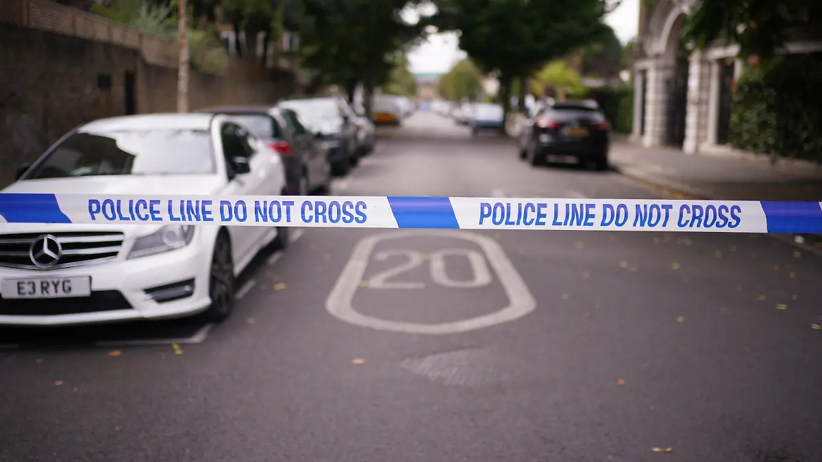 Lichfield Road stabbing. Police tape in Lichfield Road, east London, following a teenager being stabbed to death and another fighting for his life after an incident involving a crowd. Scotland Yard said police were called after midnight to reports of a disturbance involving a large number of people in the area. Picture date: Sunday September 4, 2022. See PA story POLICE Lichfield. Photo credit should read: Yui Mok/PA Wire URN:68624862