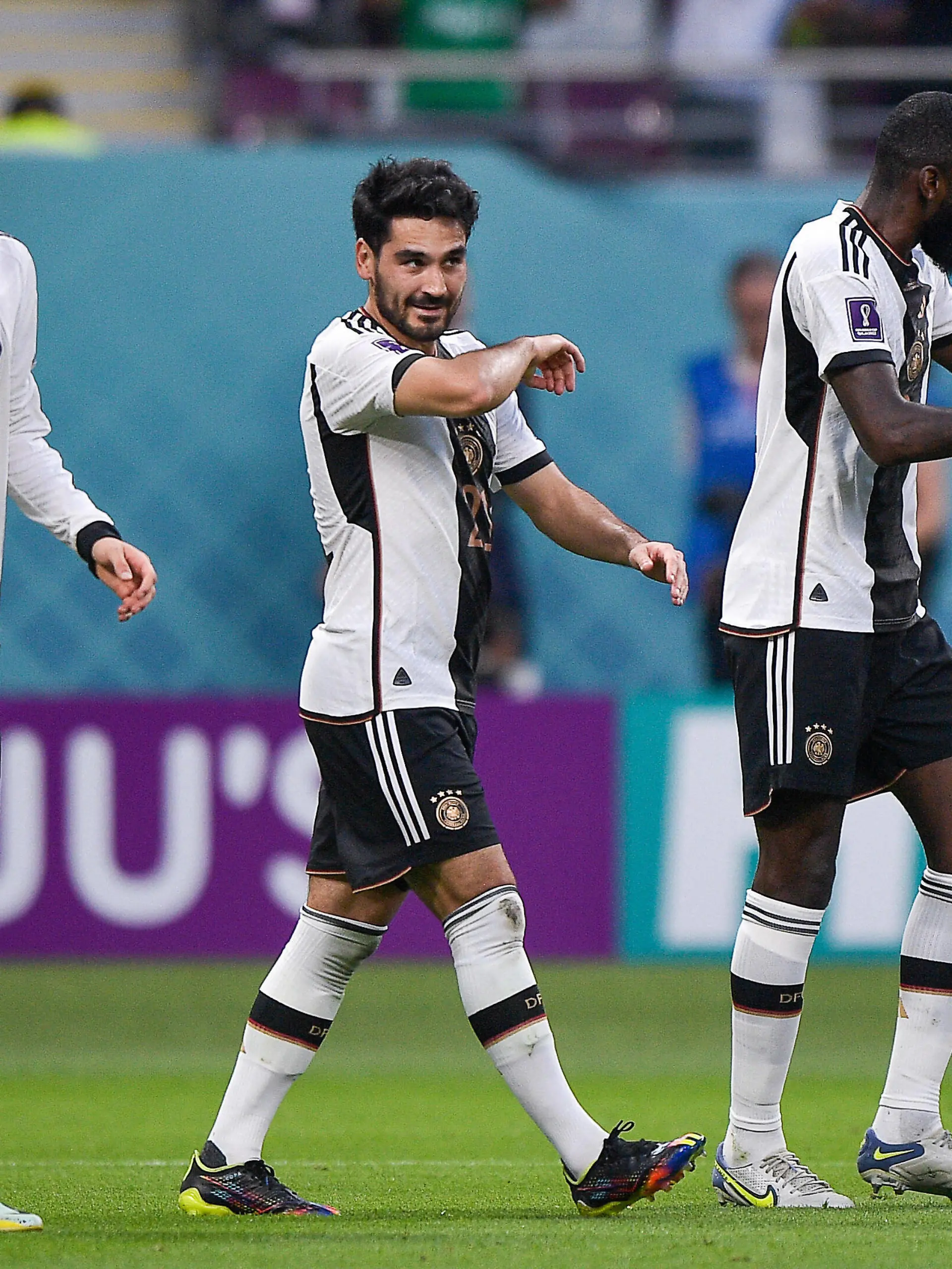 AR-RAYYAN, QATAR - NOVEMBER 23: Ilkay Gundogan of Germany celebrates after scoring his sides first goal with Kai Havertz of Germany, Antonio Ruediger of Germany and David Ram of Germany during the Group E Germany vs. Japan, Football/Fussball, FIFA, World Cup Qatar 2022/Weltmeisterschaft 2022, Group E/Gruppe E, 23.11.2022, PUBLICATIONxINxGERxSUIxONLY Copyright: xEibner-Pressefoto/BSRxAgency/PabloxMoranox EP_BSR 221123_EP_GER_BSR_0054 