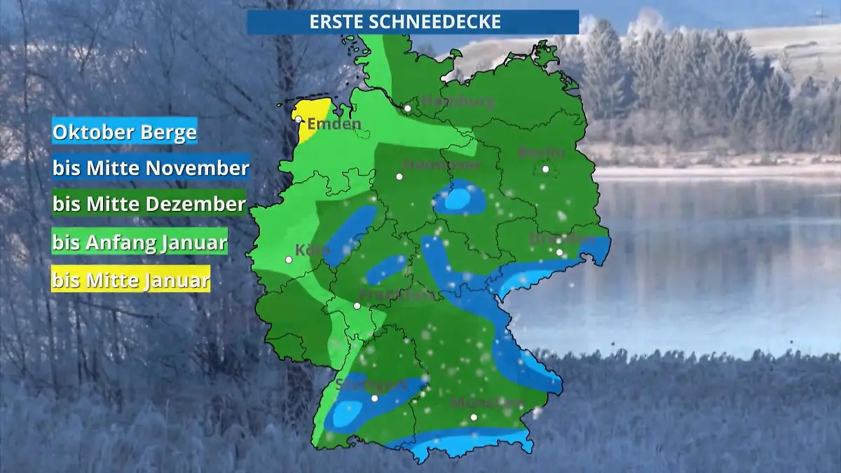 Wann bleibt der erste Schnee liegen? Und wo muss man am längsten warten?