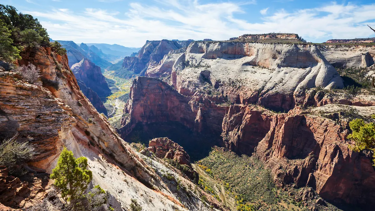 Zion National Park. Beautiful unspiring natural landscapes. Peak in Zion Park at sunset.