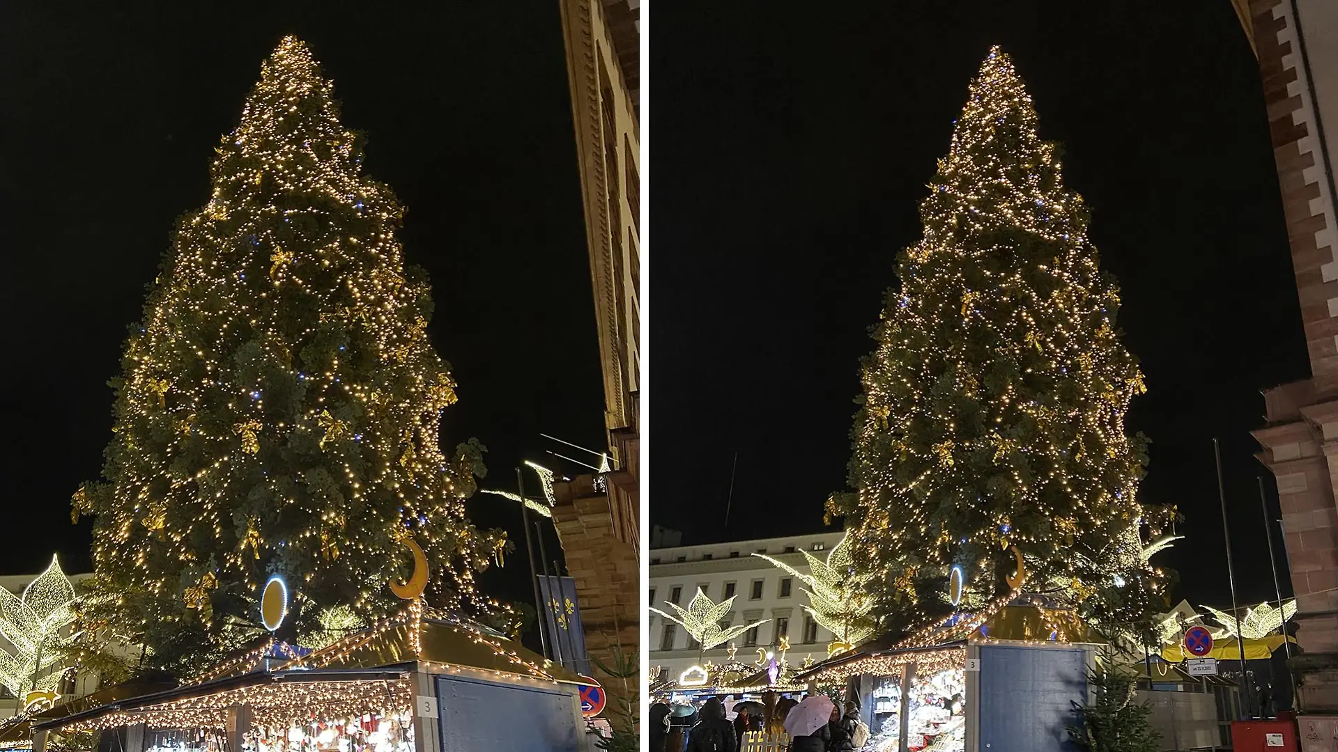 Weihnachtsbaum auf dem Wiesbadener Schlossplatz.
