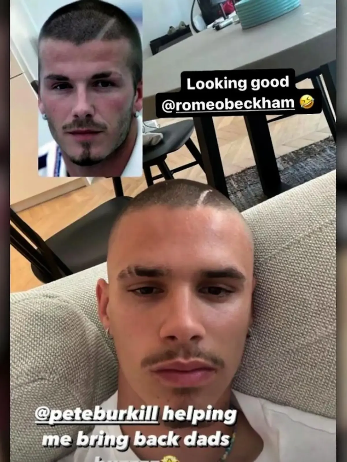 Bild zu: "Romeo Beckham kopiert Papas Frisur - schon wieder"