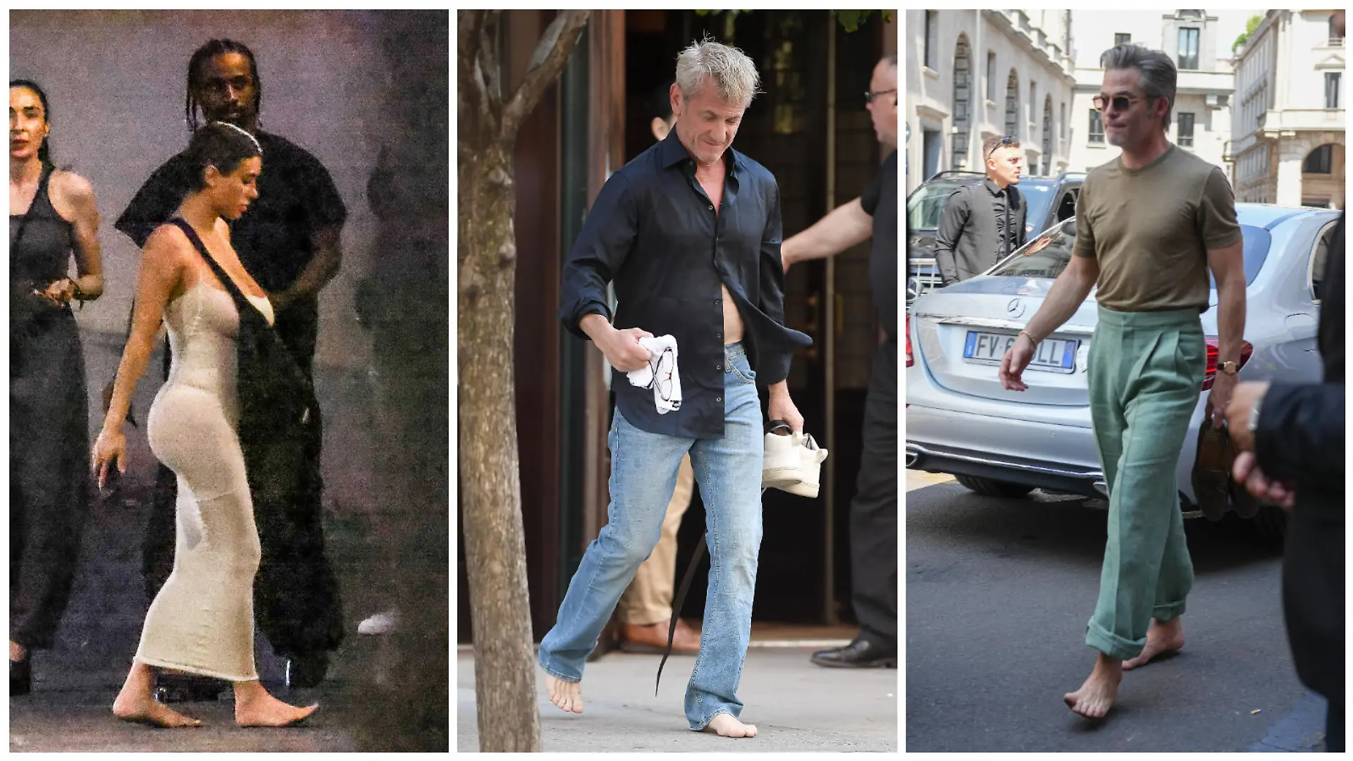 Bianca Censori, Sean Penn und Chris Pine sind im Barfuß-Fieber