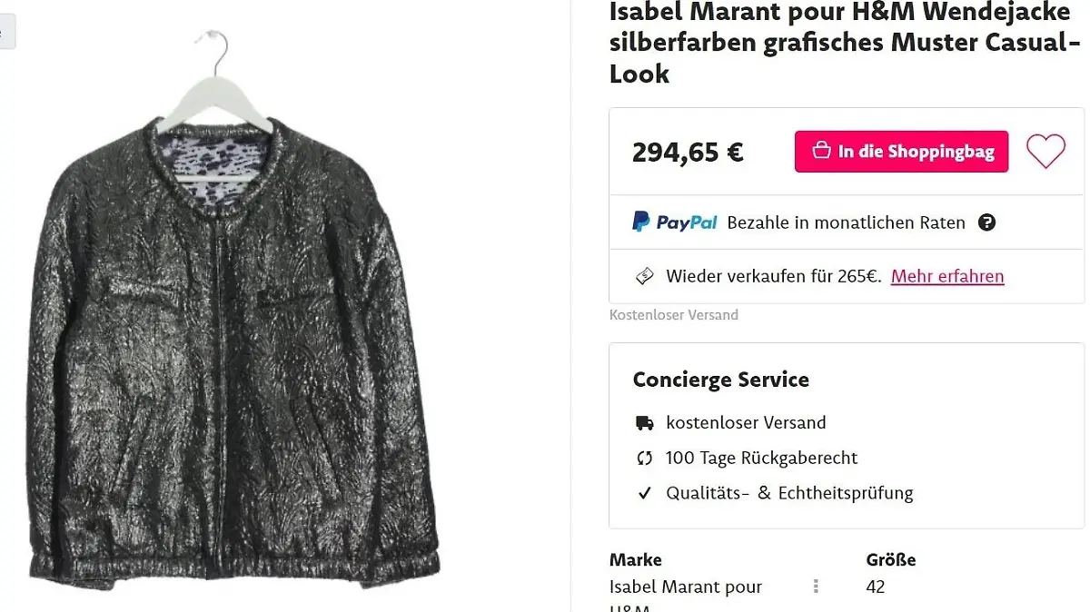 Blouson: Isabel Marant pour H&M Wendejacke silberfarben grafisches Muster Casual-Look