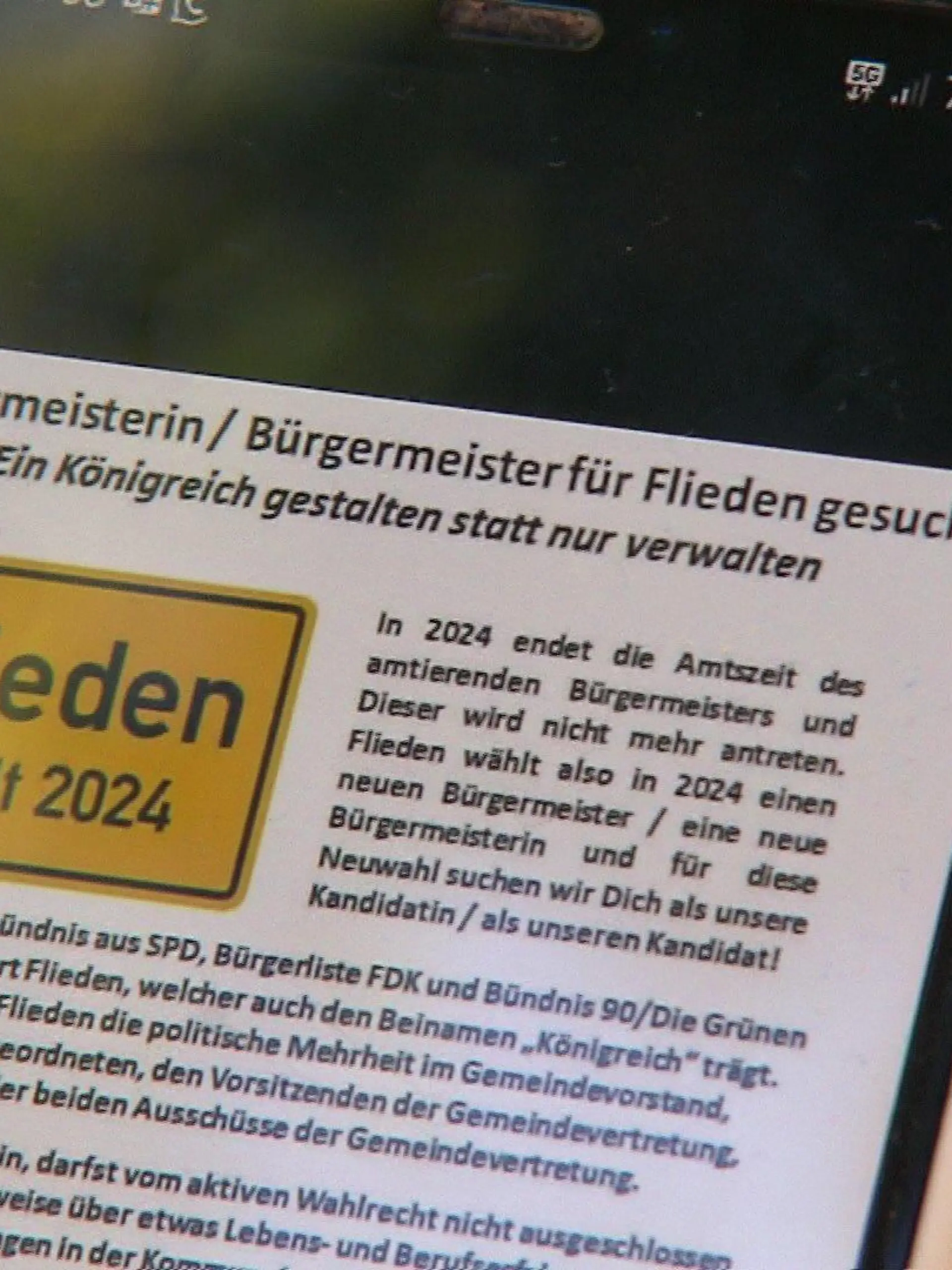 Stellenausschreibung Bürgermeister Gemeinde Flieden