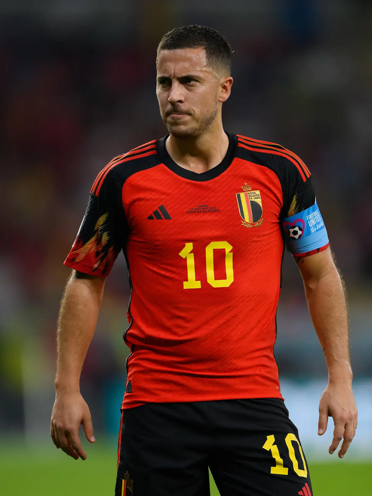 DOHA, QATAR - NOVEMBER 23: Eden Hazard of Belgium seen  during the FIFA World Cup Qatar 2022 Group F match between Belgium and Canada at Ahmad Bin Ali Stadium on November 23, 2022 in Doha, Qatar. (Photo by Matthias Hangst/Getty Images)