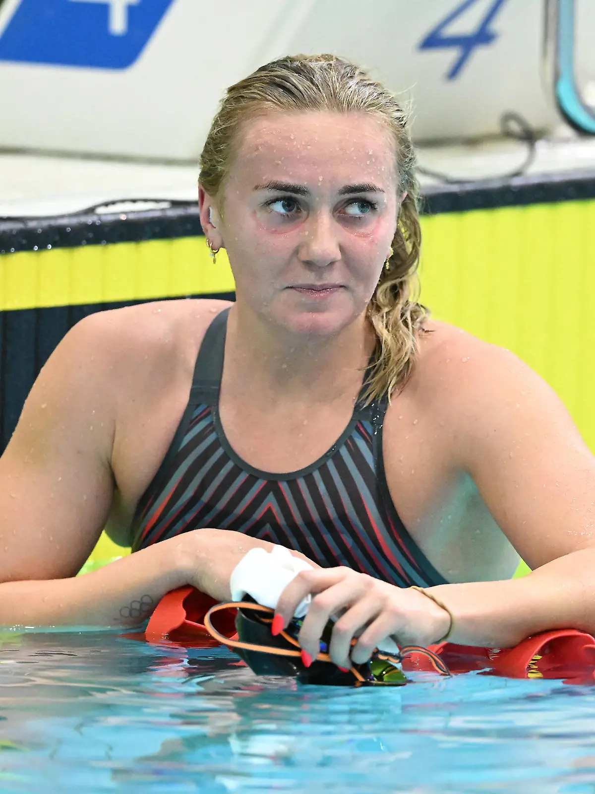 SWIMMING AUSTRALIAN WORLD TRIALS, Ariarne Titmus reacts after winning the Womens 800m Freestyle final on day four of the Australian 2023 World Swimming Championship Trials at Melbourne Sports and Aquatic Centre, Friday, June 16, 2023.  ACHTUNG: NUR REDAKTIONELLE NUTZUNG, KEINE ARCHIVIERUNG UND KEINE BUCHNUTZUNG MELBOURNE VICTORIA AUSTRALIA PUBLICATIONxINxGERxSUIxAUTxONLY Copyright: xJAMESxROSSx 20230616001811190180