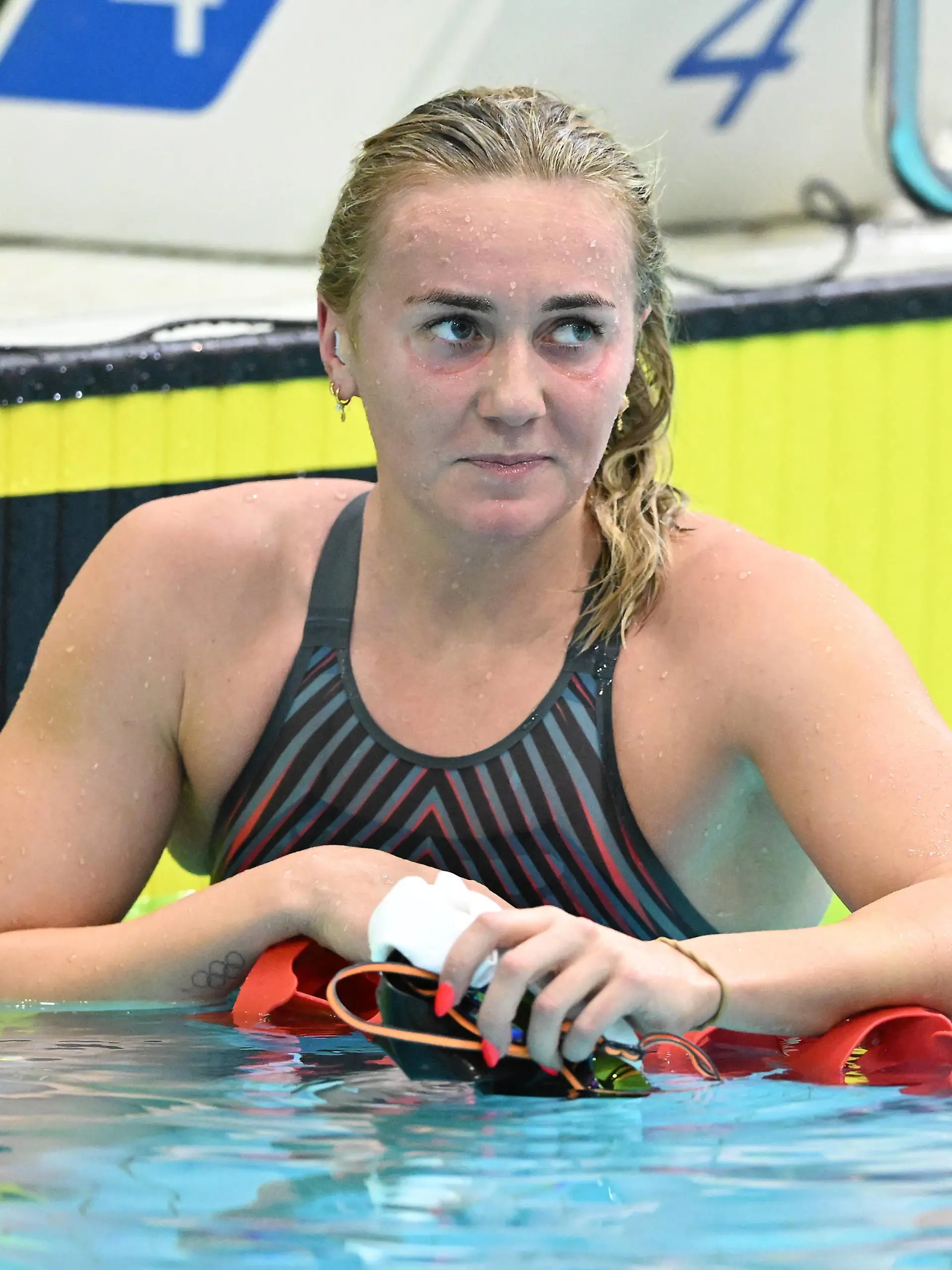 SWIMMING AUSTRALIAN WORLD TRIALS, Ariarne Titmus reacts after winning the Womens 800m Freestyle final on day four of the Australian 2023 World Swimming Championship Trials at Melbourne Sports and Aquatic Centre, Friday, June 16, 2023.  ACHTUNG: NUR REDAKTIONELLE NUTZUNG, KEINE ARCHIVIERUNG UND KEINE BUCHNUTZUNG MELBOURNE VICTORIA AUSTRALIA PUBLICATIONxINxGERxSUIxAUTxONLY Copyright: xJAMESxROSSx 20230616001811190180
