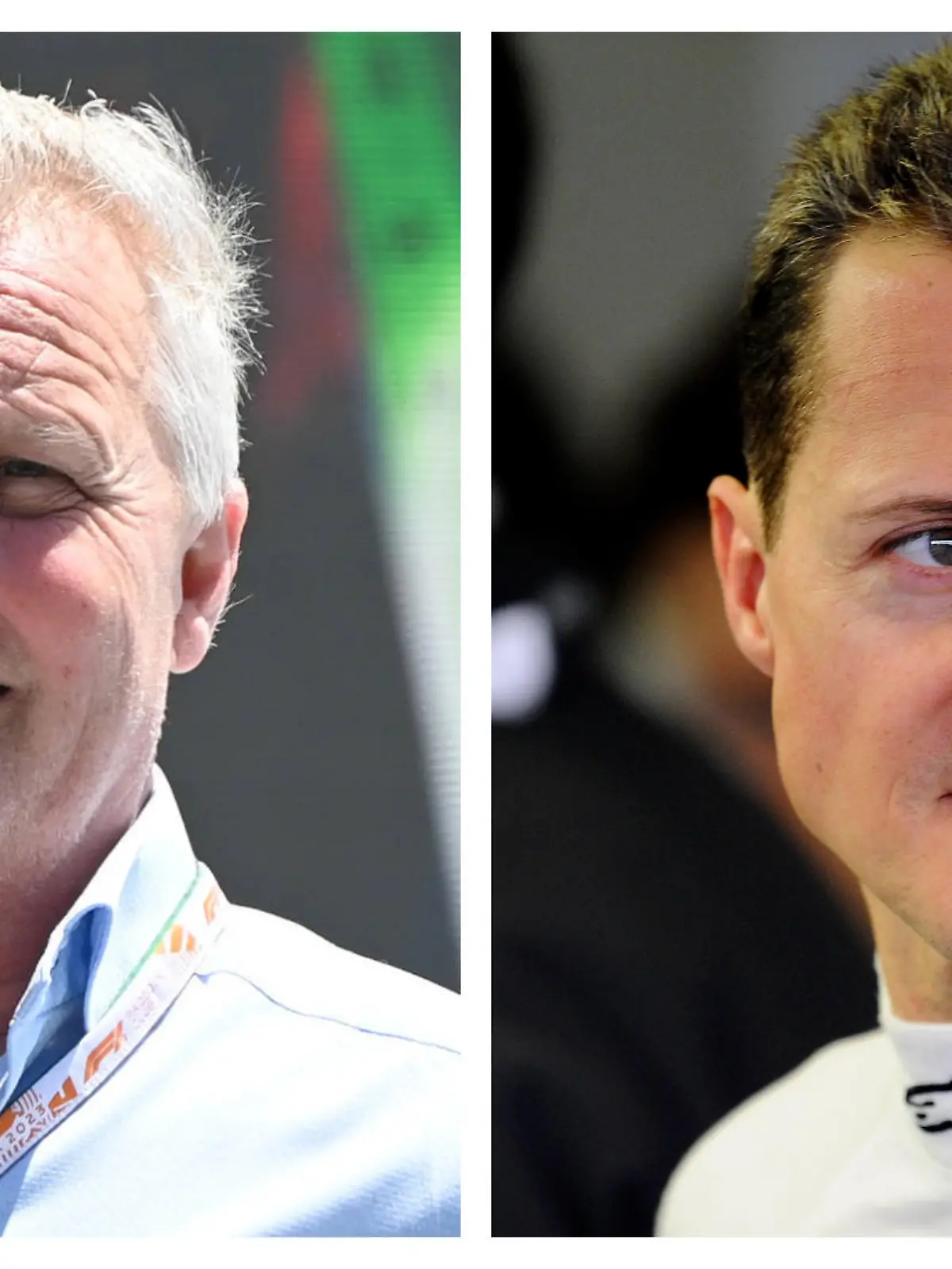 Johnny Herbert (l.) spricht über den Gesundheitszustand von Michael Schumacher.
