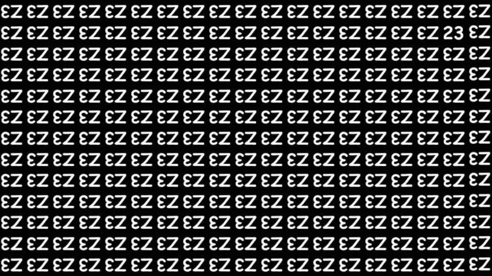 Suchbild mit diversen "E" und "Z", darunter auch eine 23