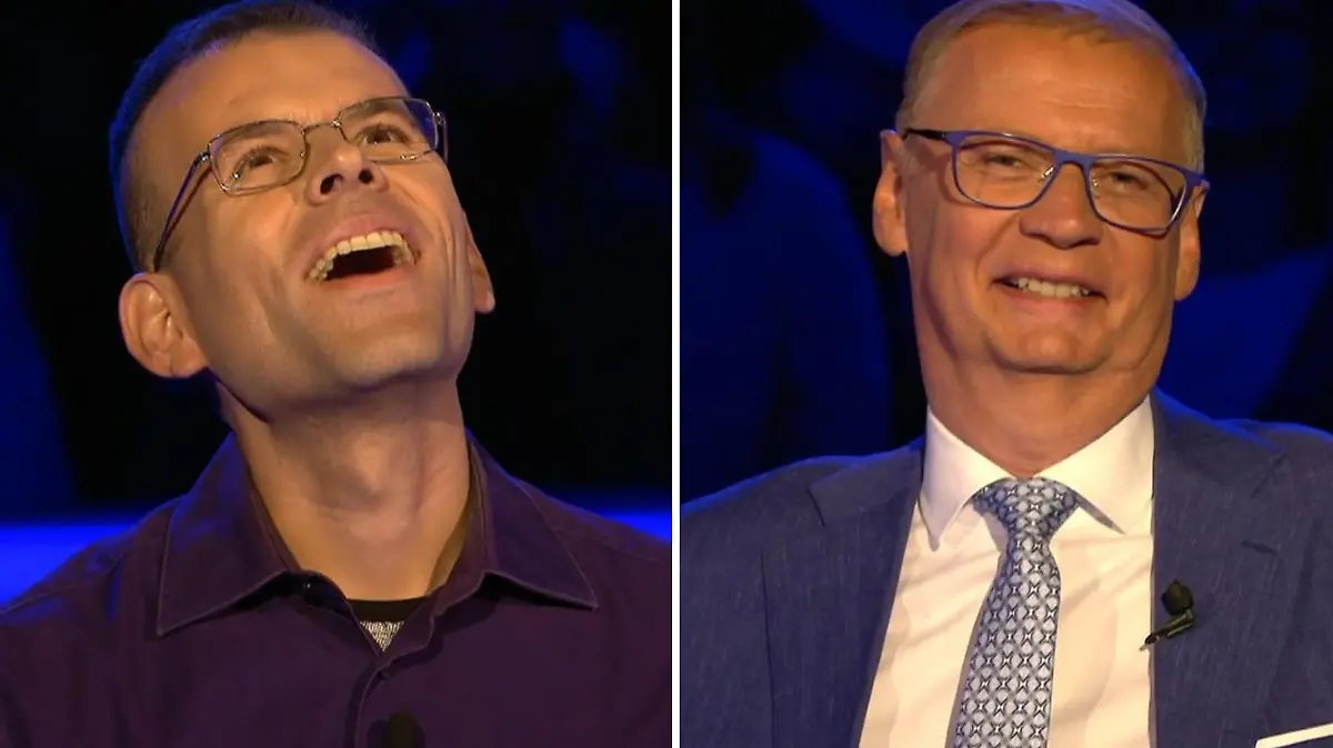 „Wer wird Millionär?“-Moderator Günther Jauch und sein Kandidat Dr. Robert Philippsberg liefern sich ein kleines Hauptstadt-Battle.