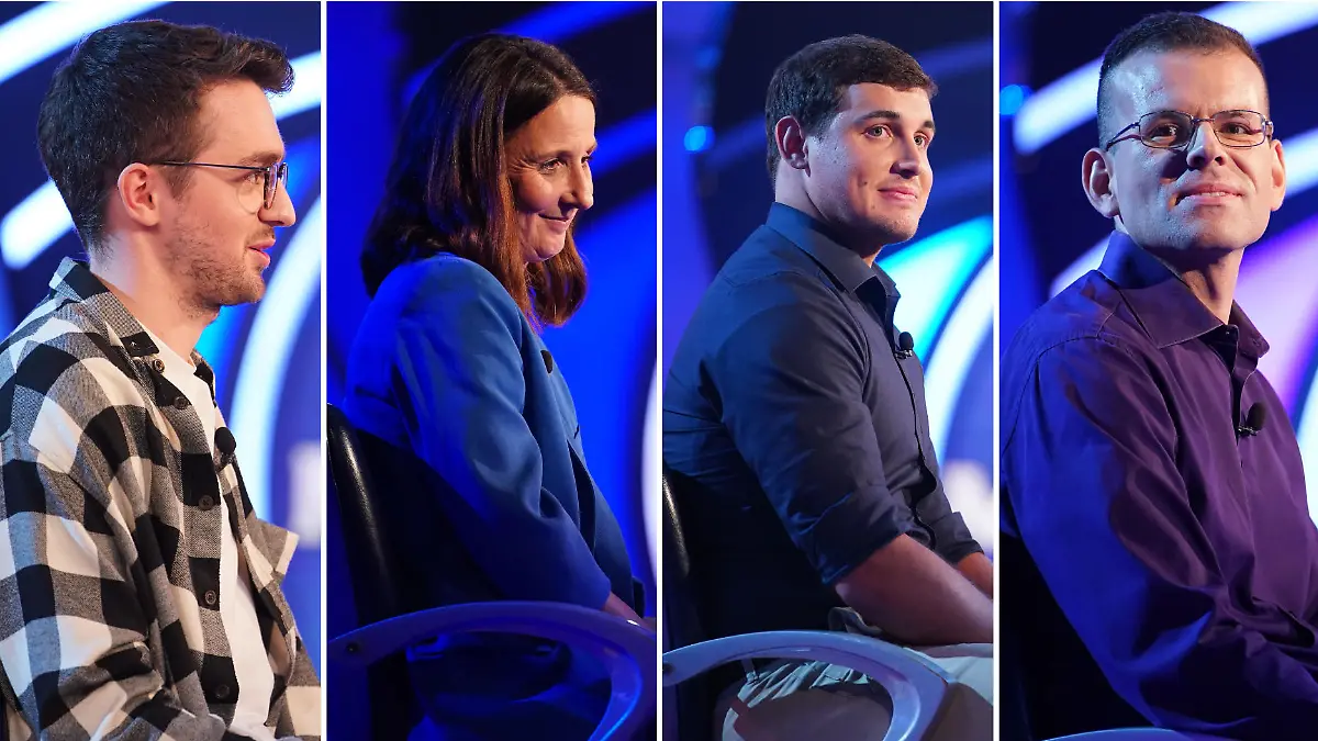 Glückwünsch! Die Kandidaten Nils Herrmann, Annett Rudolph, Lukas Schnittger und Dr. Robert Philippsberg räumen bei Günther Jauchs „Wer wird Millionär?“ satte fünfstellige Beträge ab.