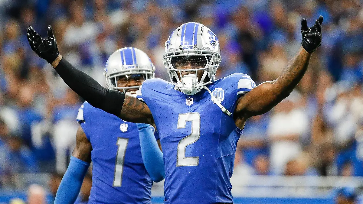 Sep 17, 2023; Detroit, Michigan, USA; Detroit Lions safety C.J. Gardner-Johnson (2) waves at the crowd during the second half against Seattle Seahawks at Ford Field. Mandatory Credit: Junfu Han-USA TODAY Sports