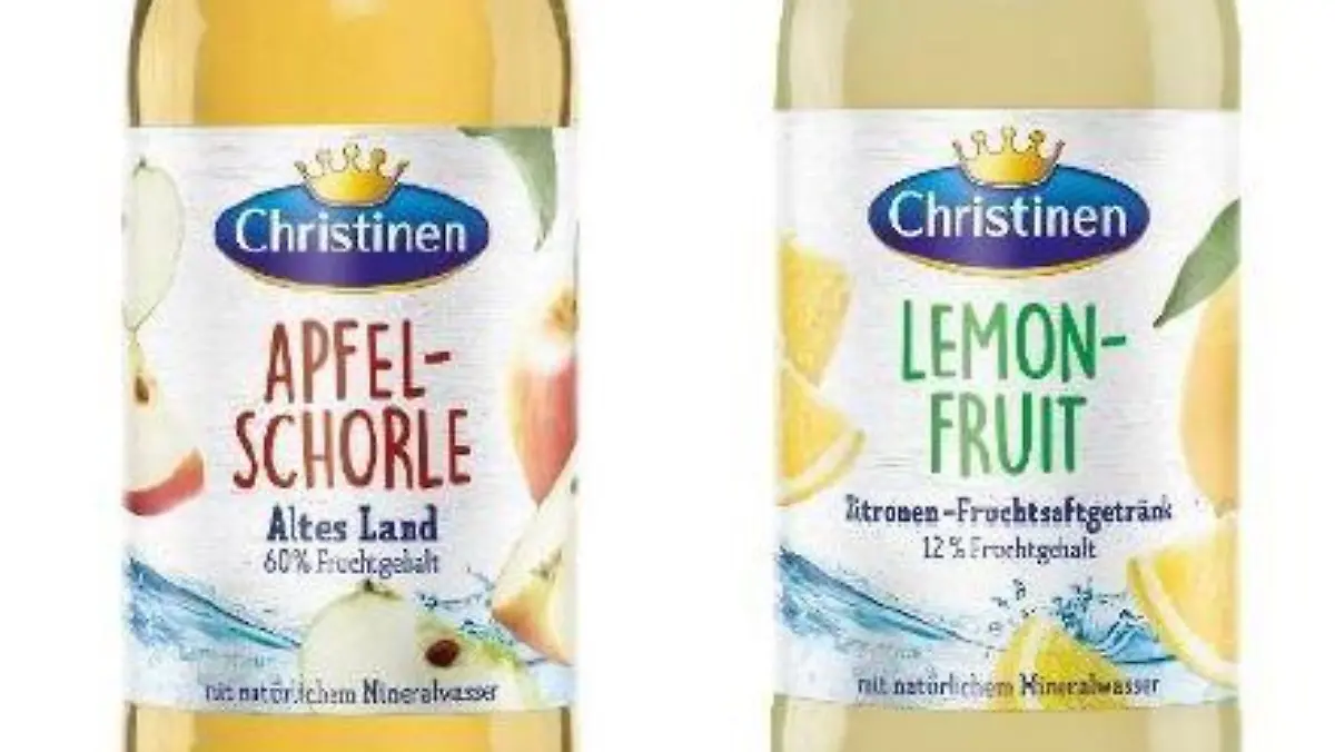 Produktbilder der zurückgerufenen Christinen Apfelschorle und Christinen Lemon Fruit
