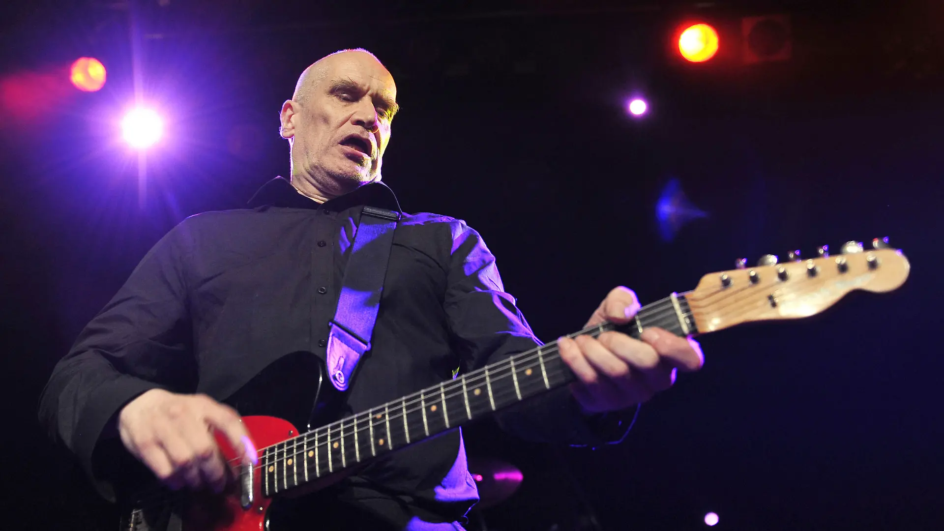 Wilko Johnson
Performing live at the Islington Academy
London, UK, 30th September 2011.
music concert live on stage half length black shirt playing guitar
CAP/MAR
© Martin Harris/Capital Pictures