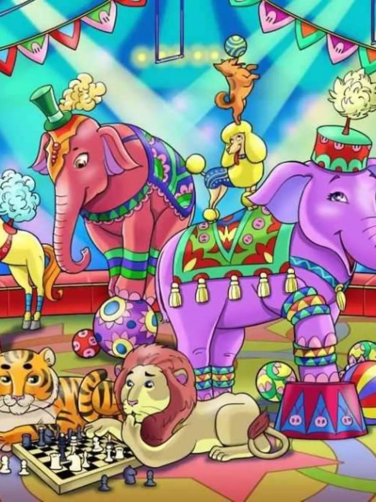 Buntes Suchbild: Zirkus