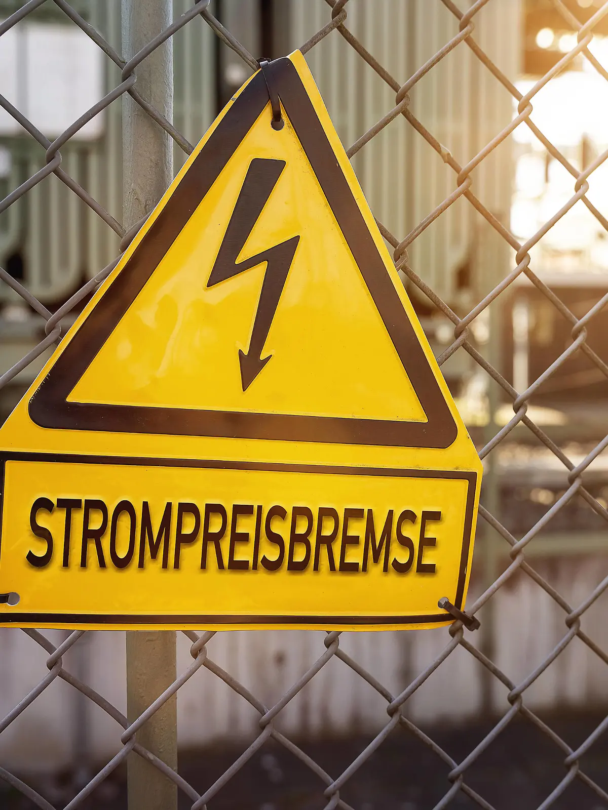  RECORD DATE NOT STATED 29 September 2022: Sign on a fence with the inscription: electricity price brake. Electricity price brake of the federal government PHOTOMONTAGE *** Schild an einem Zaun mit der Aufschrift: Strompreisbremse. Strompreis Bremse der Bundesregierung FOTOMONTAGE