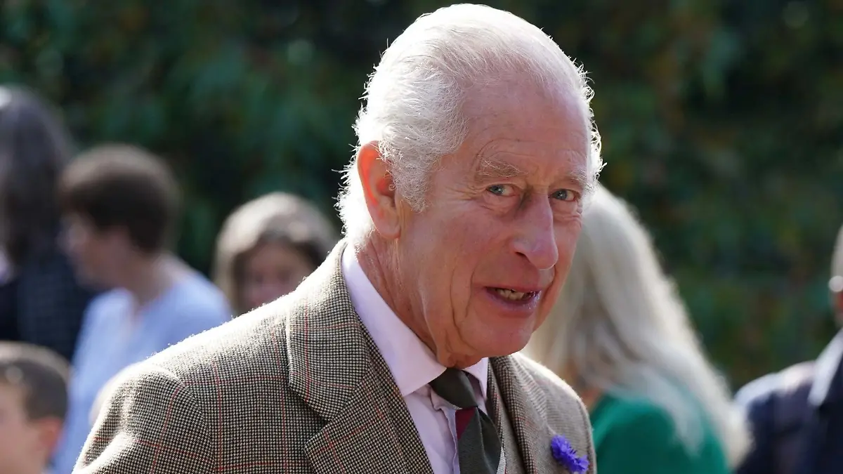King Charles III leaves Crathie Parish Church, near Balmoral, after a church service, to mark the first anniversary of the death of Queen Elizabeth II. Picture date: Friday September 8, 2023.