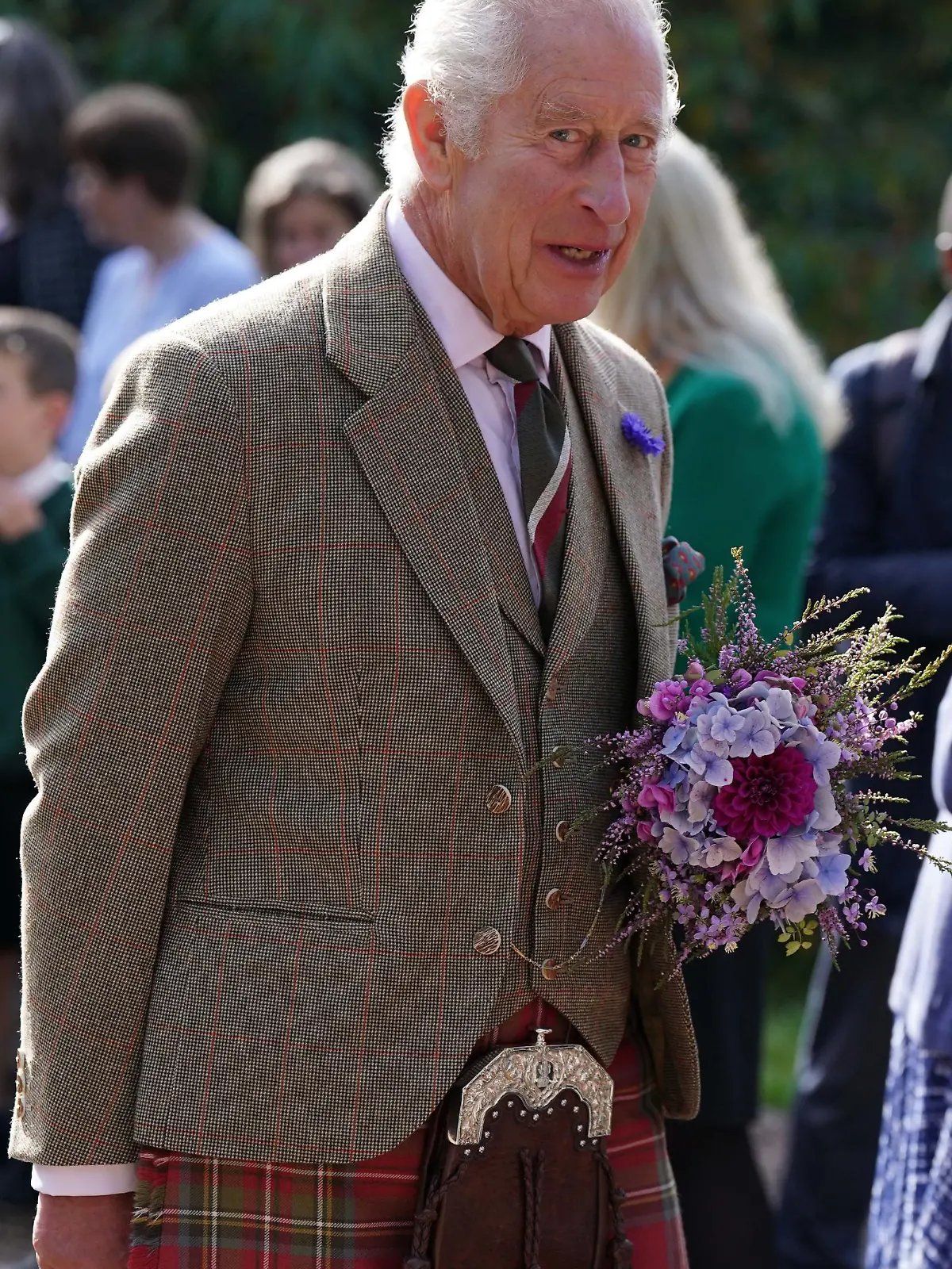 King Charles III leaves Crathie Parish Church, near Balmoral, after a church service, to mark the first anniversary of the death of Queen Elizabeth II. Picture date: Friday September 8, 2023.