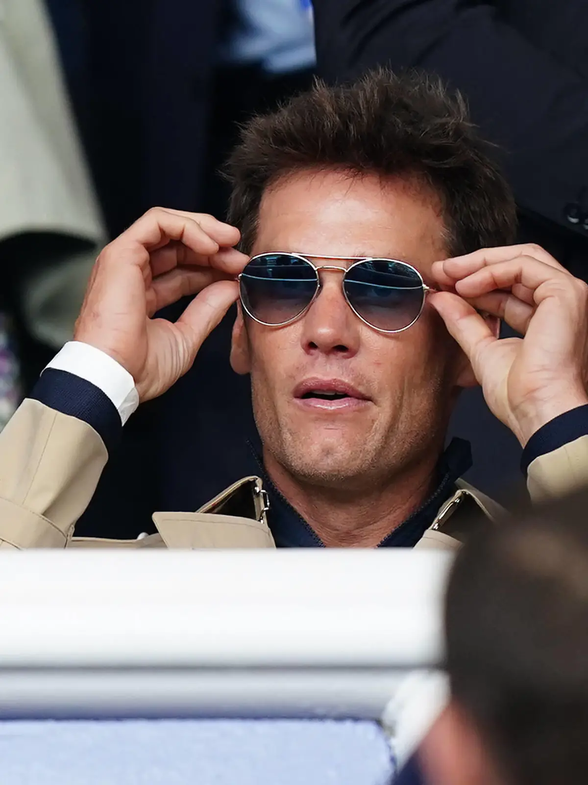 Birmingham City v Leeds United - Sky Bet Championship - St. Andrew s Birmingham City co-owner Tom Brady in the stands before the Sky Bet Championship match at St. Andrew s, Birmingham. Picture date: Saturday August 12, 2023. EDITORIAL USE ONLY No use with unauthorised audio, video, data, fixture lists, club/league logos or live services. Online in-match use limited to 120 images, no video emulation. No use in betting, games or single club/league/player publications. PUBLICATIONxNOTxINxUKxIRL Copyright: xMikexEgertonx 73307361