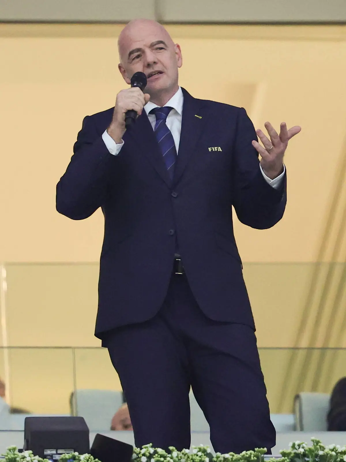  QATAR, AL KHOR - NOVEMBER 20, 2022: FIFA President Gianni Infantino speaks ahead of a Group A Round 1 football match between Qatar and Ecuador, the 2022 FIFA World Cup, WM, Weltmeisterschaft, Fussball opening game, at Al Bayt Stadium. Sergei Bobylev/TASS PUBLICATIONxINxGERxAUTxONLY 55991843