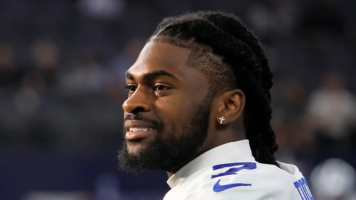 FILE - Dallas Cowboys cornerback Trevon Diggs stands on the field before a preseason NFL football game against the Las Vegas Raiders in Arlington, Texas, Aug. 26, 2023. n Diggs tore the ACL in his left knee during practice Thursday, Sept. 21, 2023, a major setback for a defense off to a great start in 2023. (AP Photo/Sam Hodde, File)