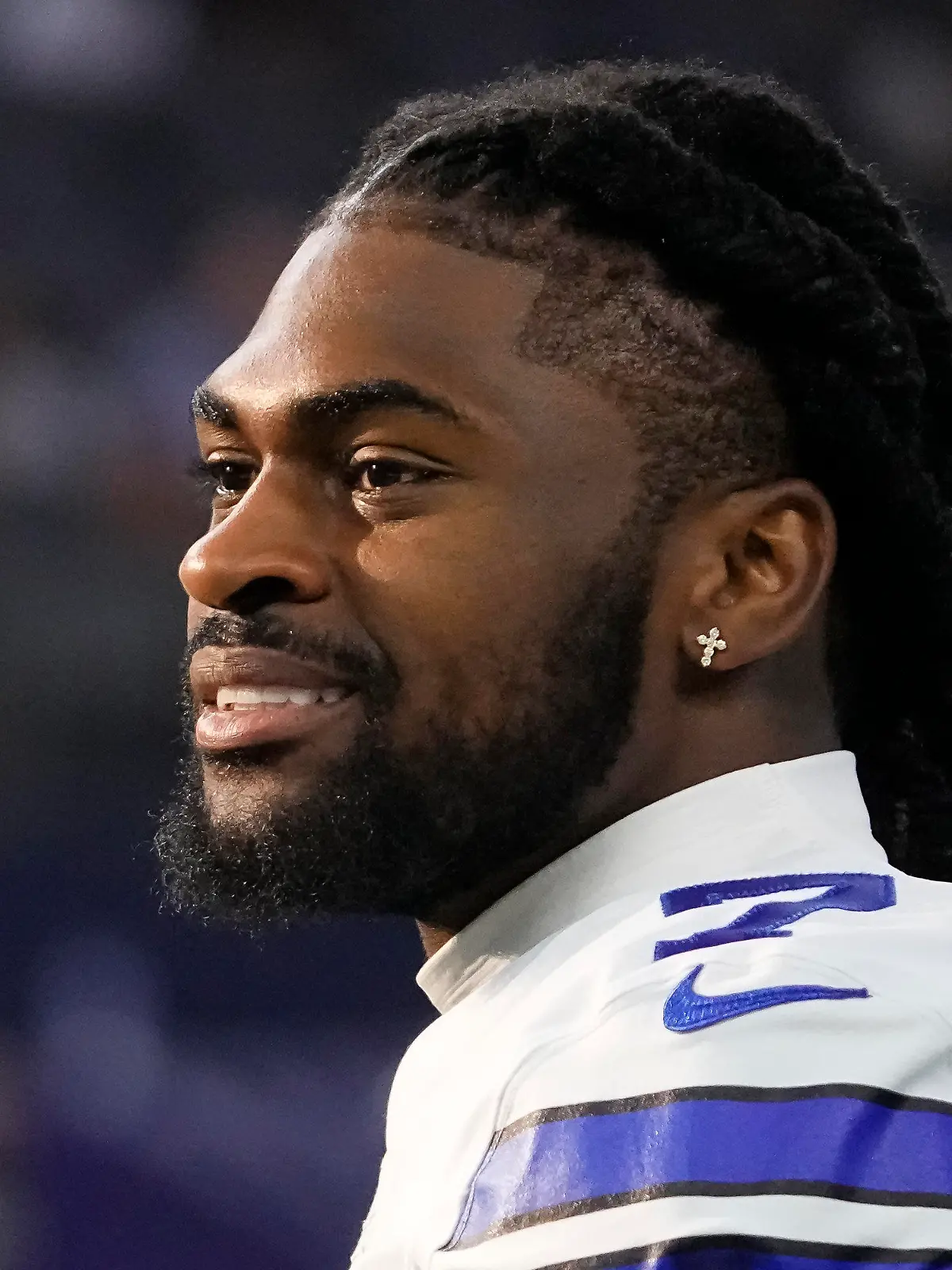 FILE - Dallas Cowboys cornerback Trevon Diggs stands on the field before a preseason NFL football game against the Las Vegas Raiders in Arlington, Texas, Aug. 26, 2023. n Diggs tore the ACL in his left knee during practice Thursday, Sept. 21, 2023, a major setback for a defense off to a great start in 2023. (AP Photo/Sam Hodde, File)